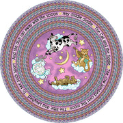 Hey Diddle Diddle 5'4" Round area rug in color Pink