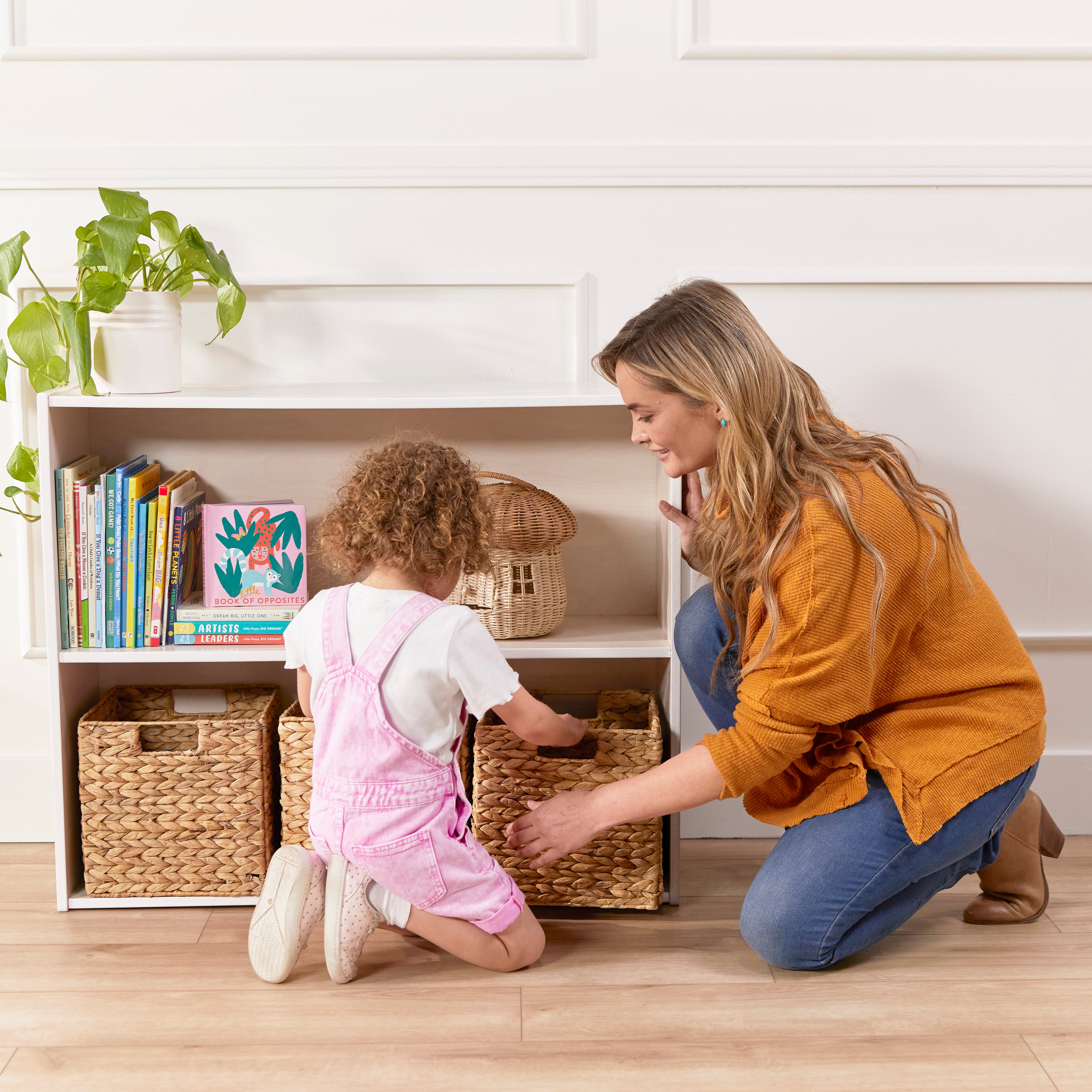 Streamline 2-Shelf Storage Cabinet with Back 30in H - White Wash