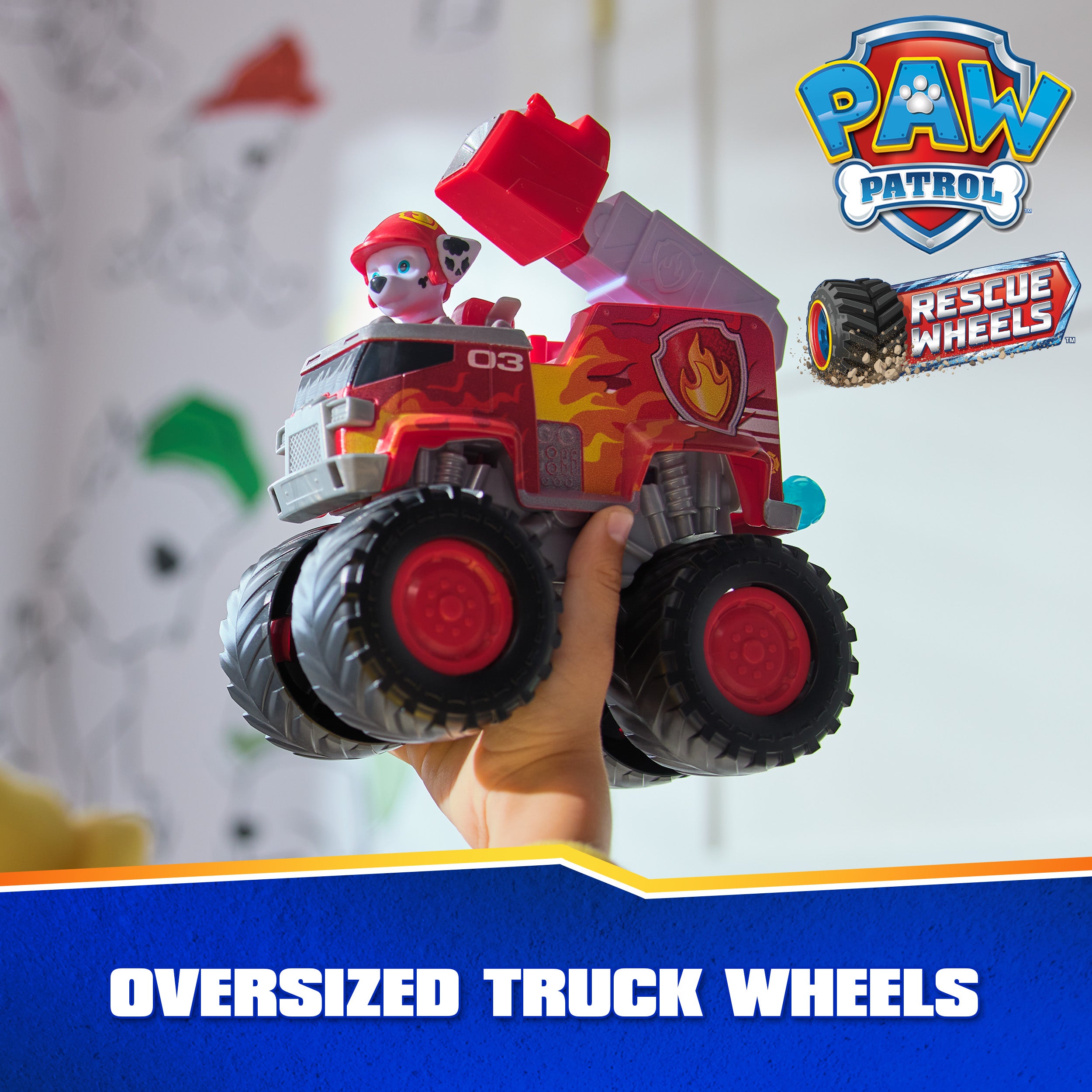 PAW Patrol: Rescue Wheels Marshall’s Firetruck, Toy Truck with Projectile Launcher and Collectible Action Figure, Kids Toys for Boys & Girls Ages 3+
