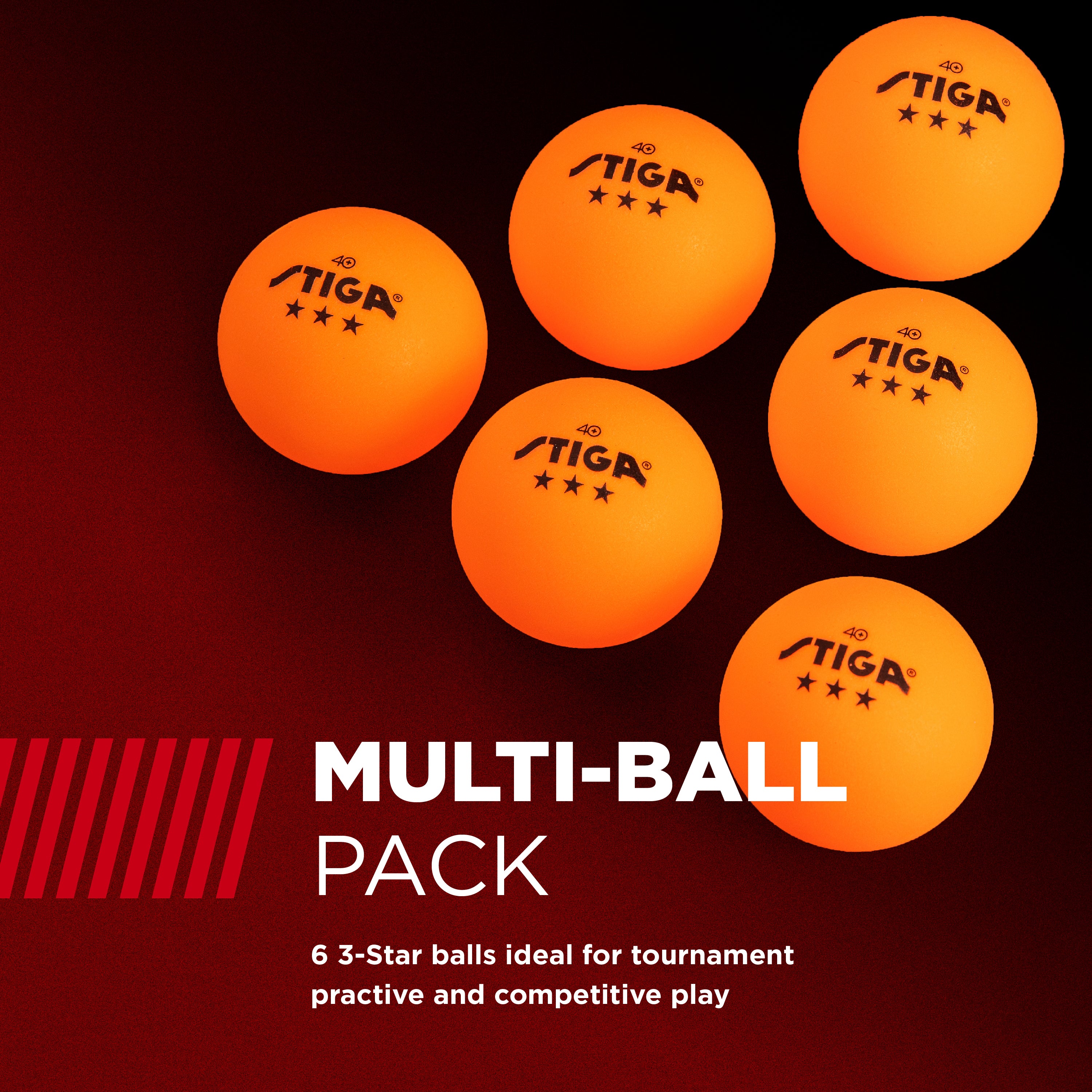 STIGA 3-Star Orange Balls (6-pack)