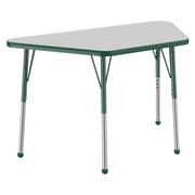 24" x 48" Trapezoid T-Molding Activity Table with Adjustable Standard Ball Glide Legs - Gray/Green