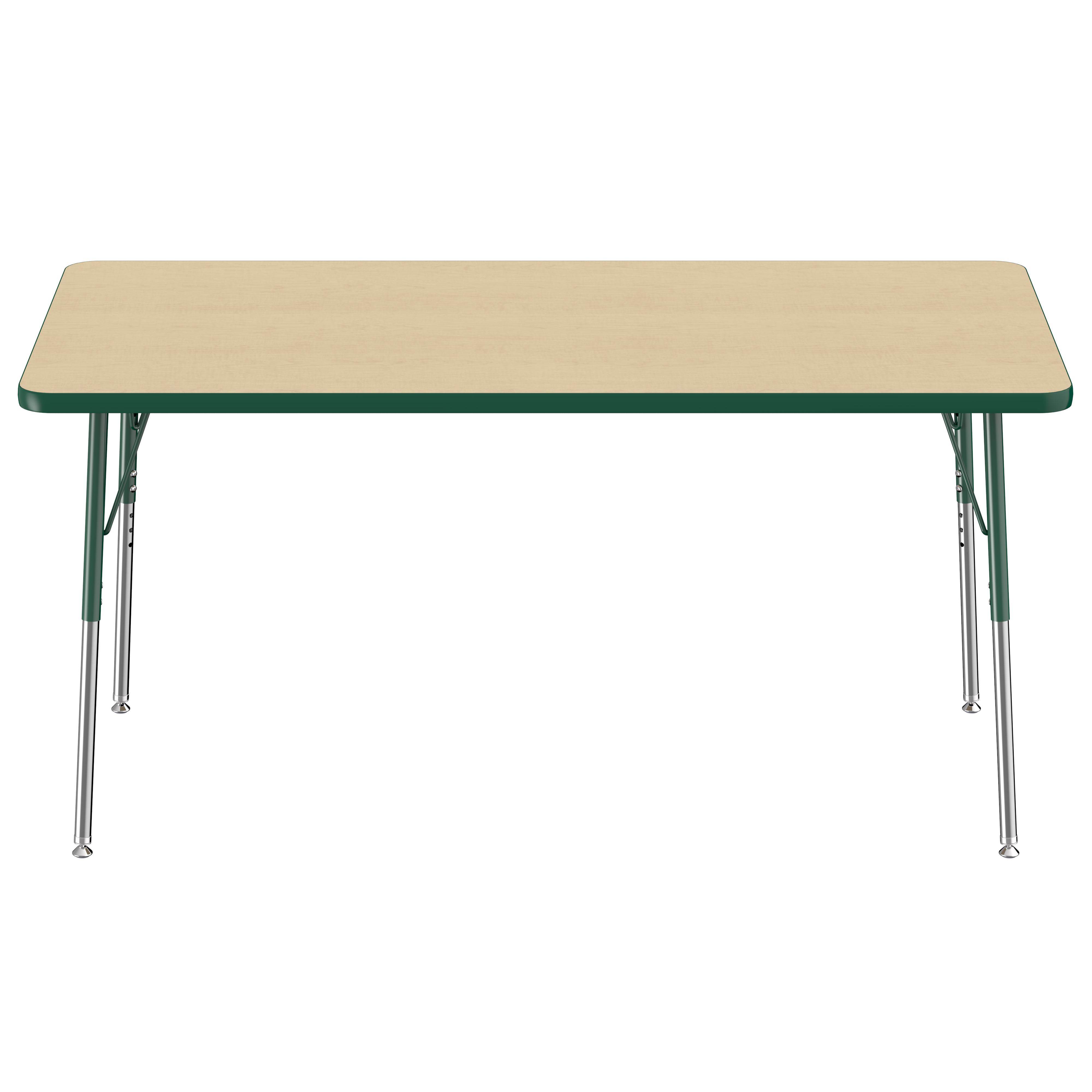 30" x 60" Rectangle T-Molding Activity Table with Adjustable Standard Swivel Glide Legs - Maple/Green
