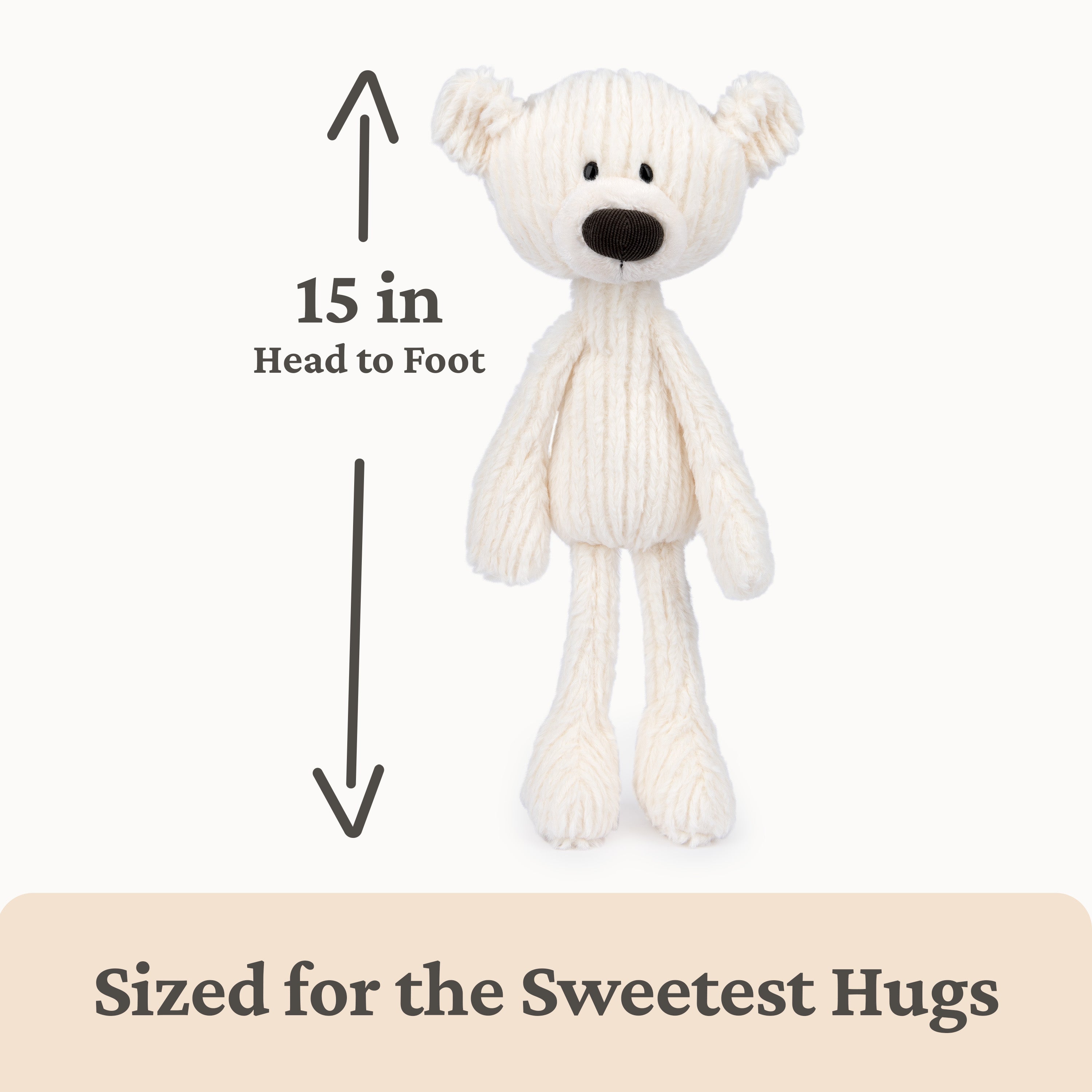 GUND Toothpick Cable, Teddy Bear Stuffed Animal for Ages 1 and Up, Cream/Offwhite, 15”