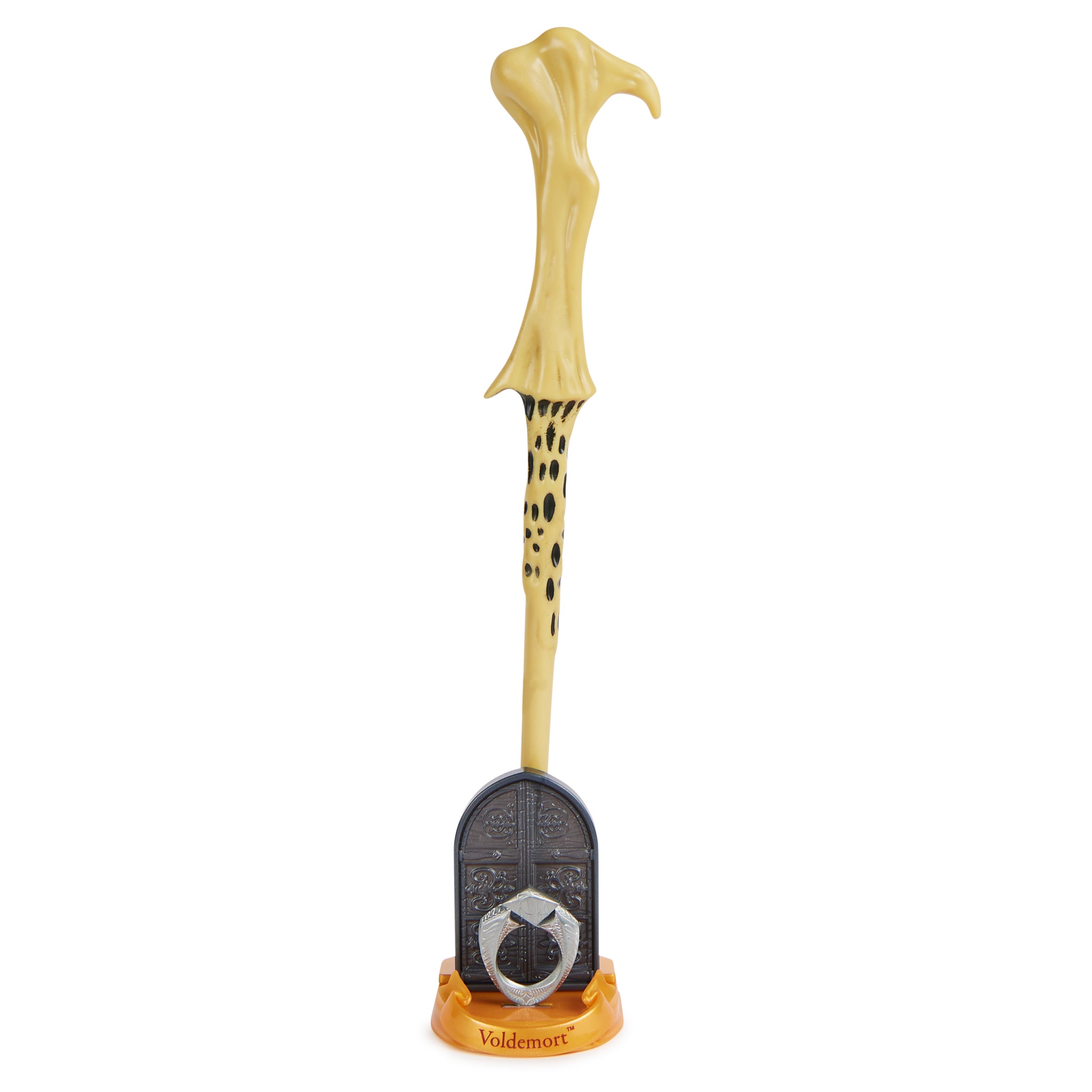 Wizarding World Harry Potter, 12-inch Magical Collector Voldemort Wand with Stand & Die-cast Icon, Magical Artifacts, Accessory for Halloween Costumes