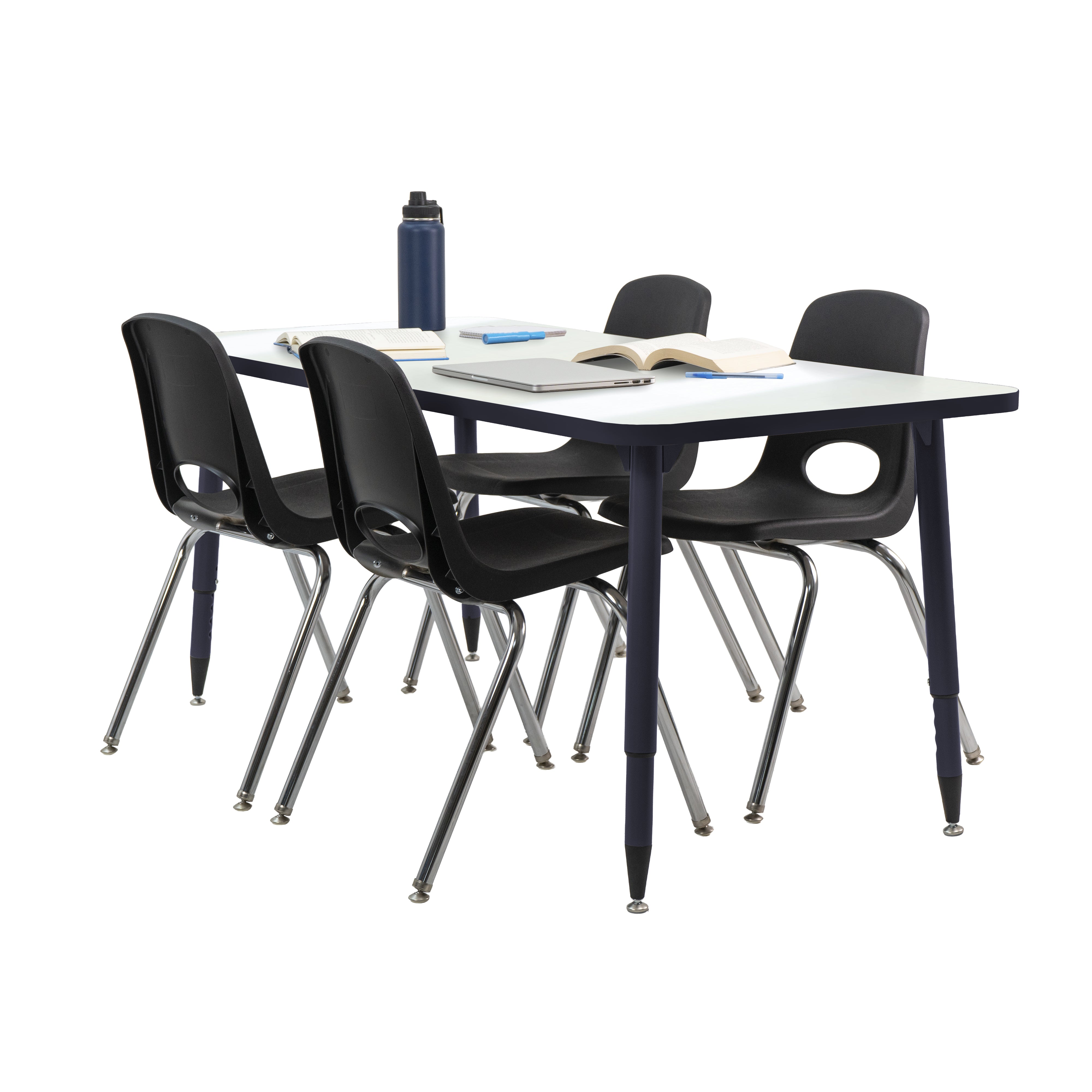 Adapte 30" x 60" Rectangle Dry-Erase Activity Table with Adjustable Tapered Legs - Whiteboard/Navy