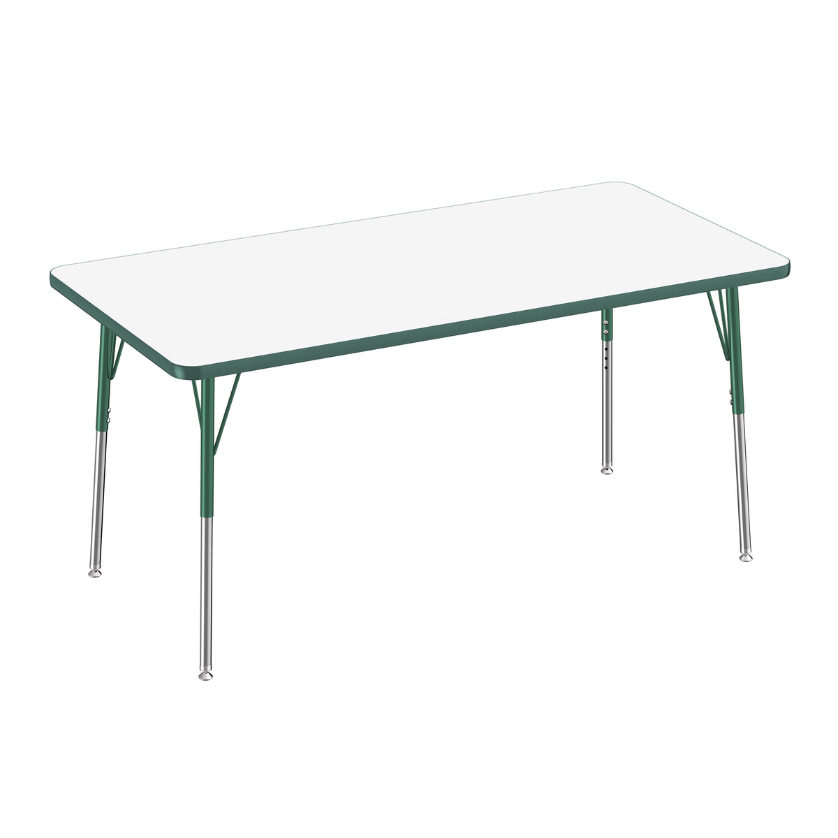 30" x 60" Rectangle Dry-Erase Activity Table with Adjustable Standard Swivel Glide Legs - Whiteboard/Green