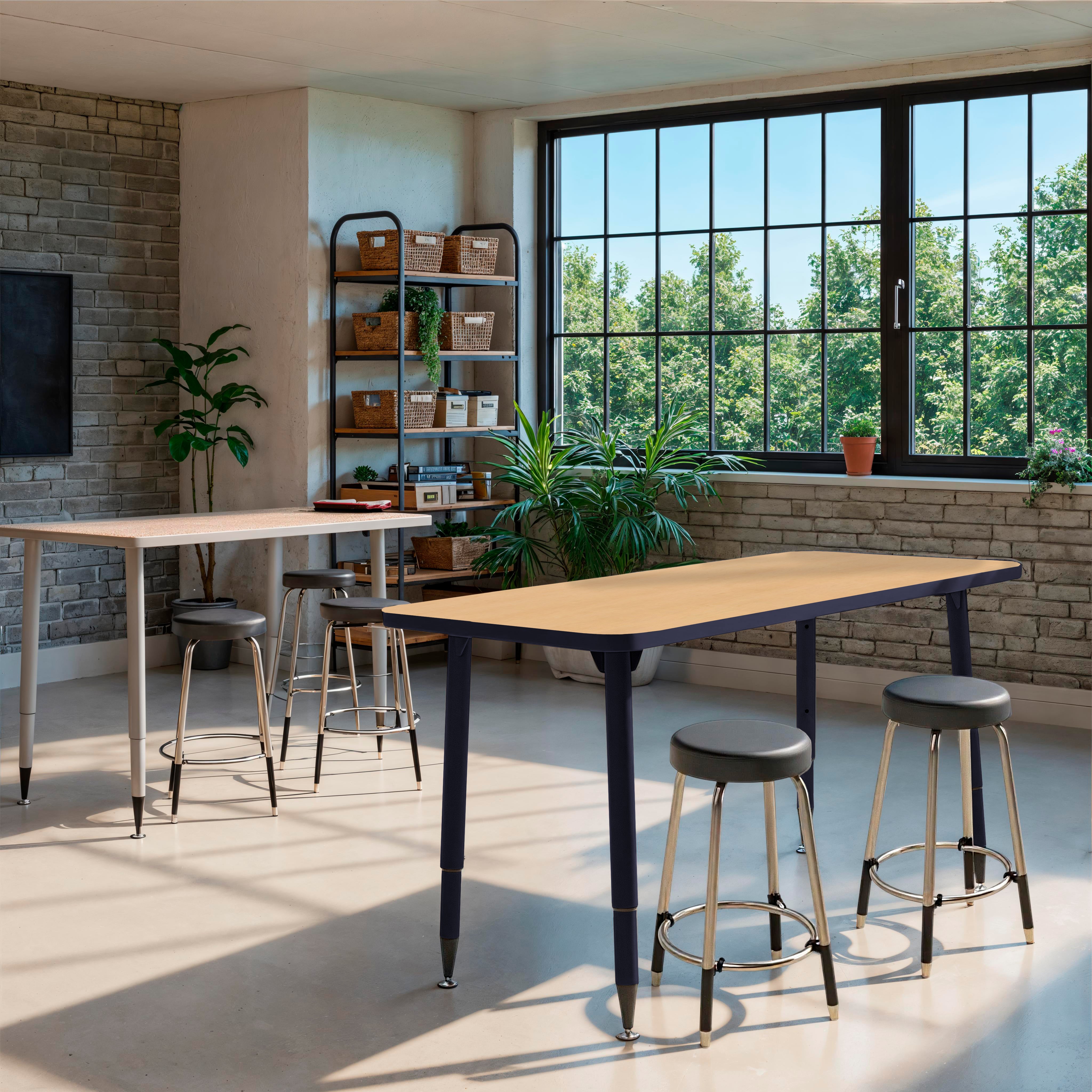Adapte 24" x 48" Rectangle Thermofused Activity Table with Adjustable Tapered Legs - Maple/Navy