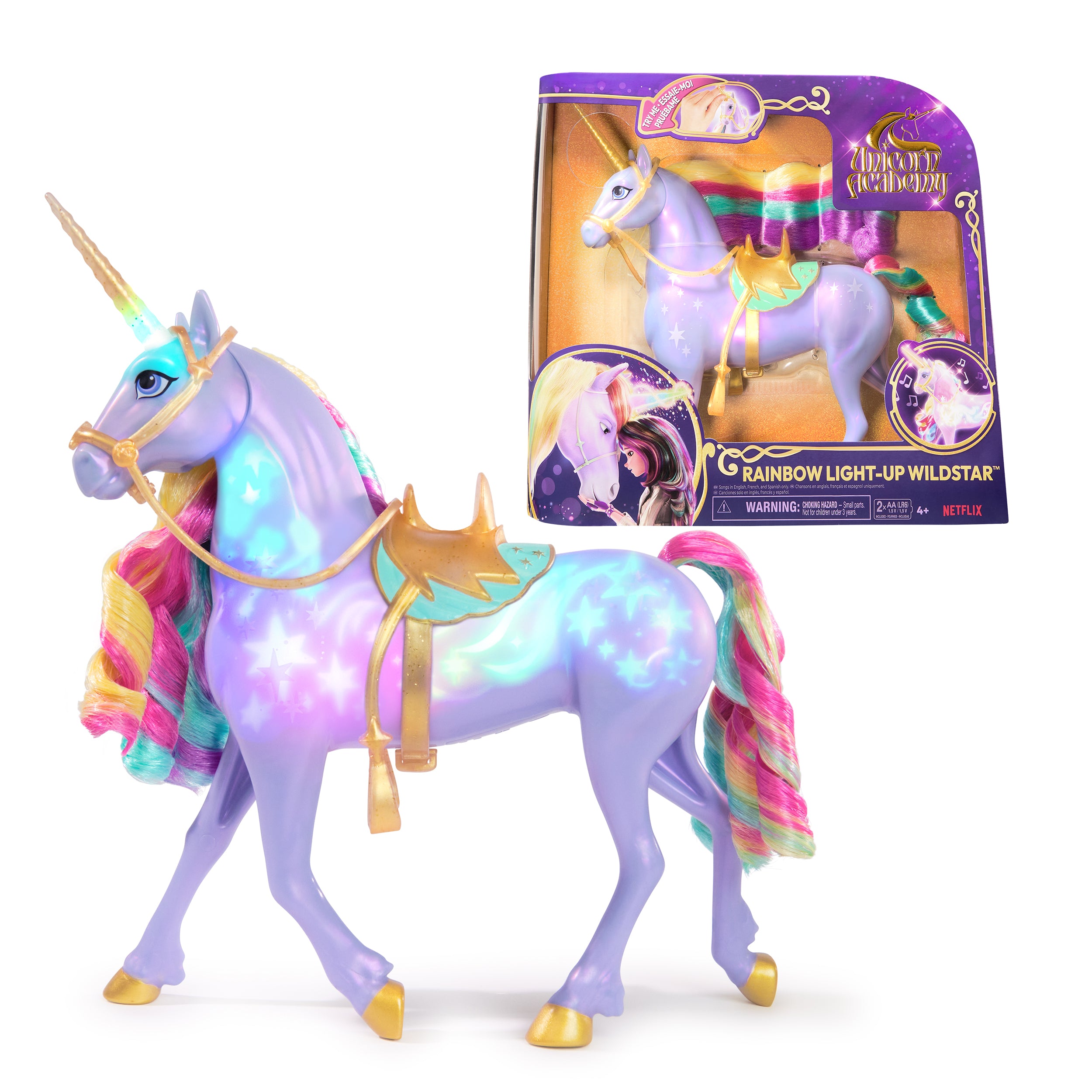Unicorn Academy, Interactive Rainbow Light-up Wildstar Unicorn Toy with Lights, Sounds & Music, Dolls & Unicorn Toys for Girls Ages 4 and up