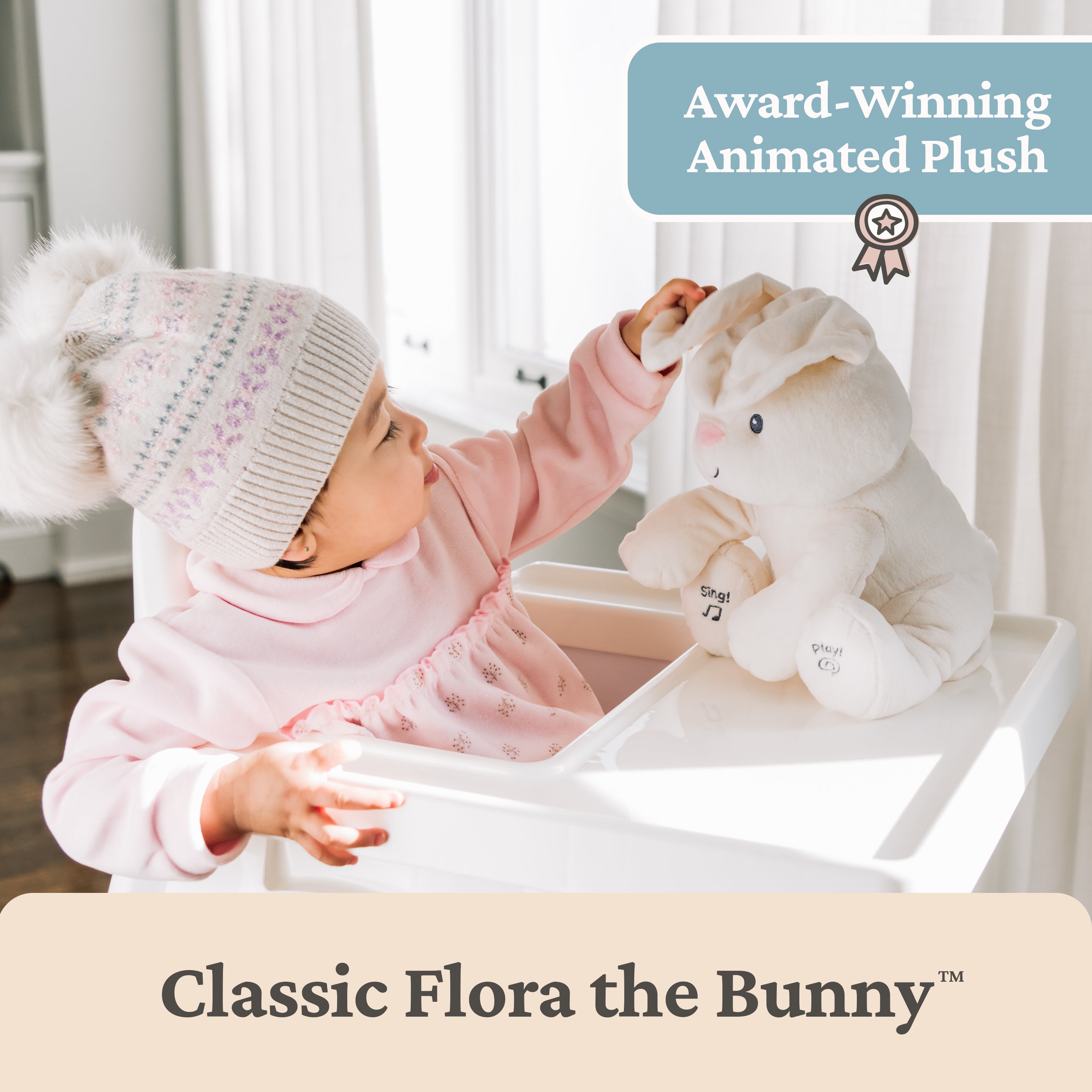 GUND Baby Peek-a-Boo Flora Bunny Plush, Bunny Rabbit Stuffed Animal, Baby Toy for Ages 0 and Up, Cream, 7" Batteries Not Required