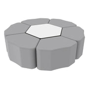 Pro Series Dry-Erase Hexagon Ottoman Table with Petal 18" Height Seating, 7-Piece Set - Gray/Whiteboard