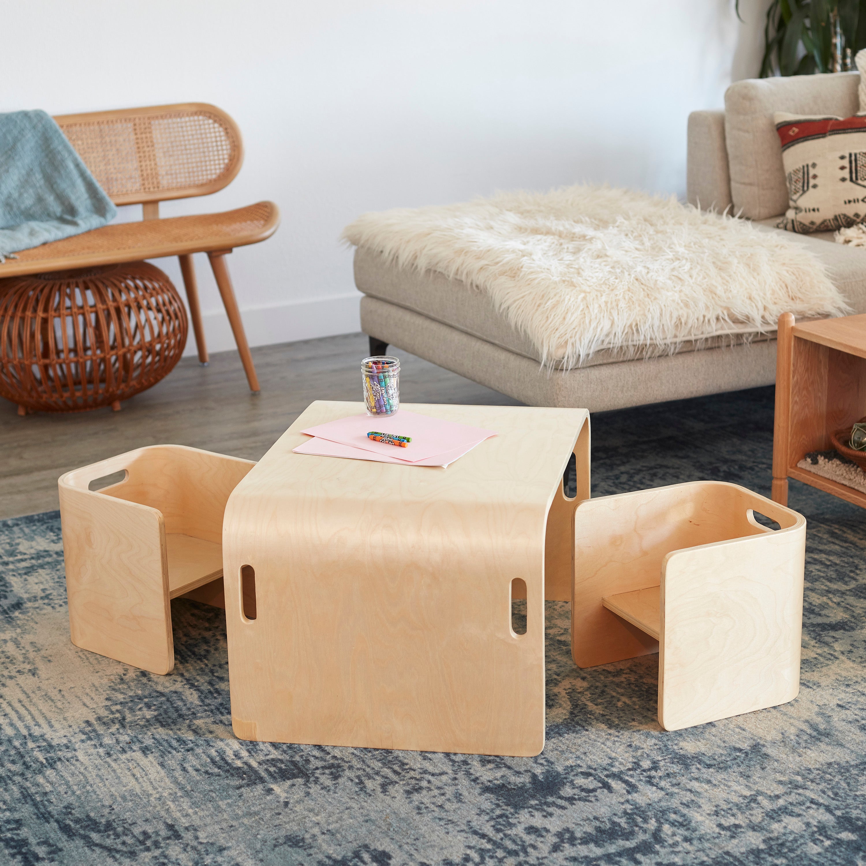 Bentwood Multipurpose Table and Chair Set - Natural