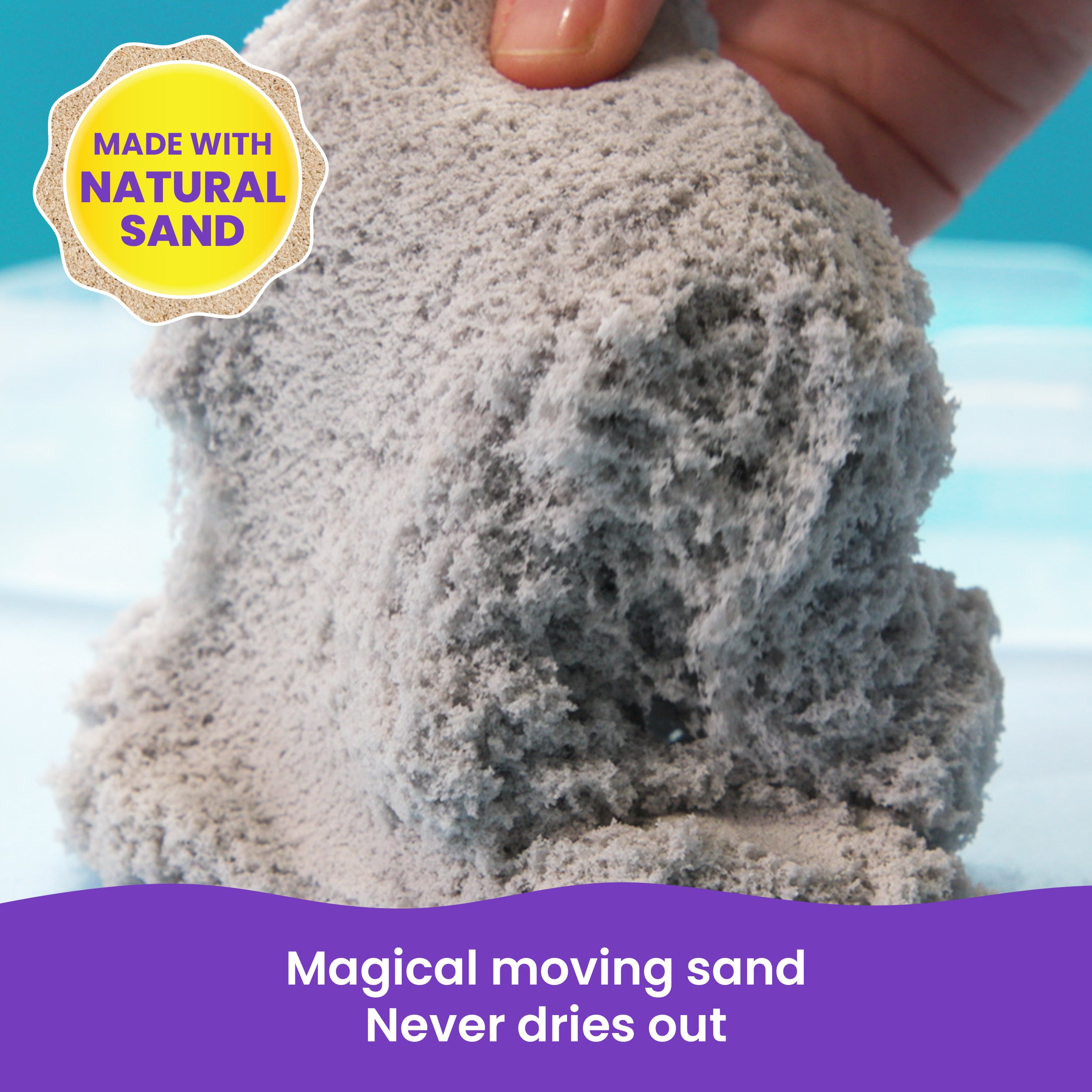 Kinetic Sand Splash, 1.5lb White-Pink Color-Change Play Sand & Character Mold, Resealable Bag, Toddler Toys, Kids Toys for Girls & Boys Ages 3 and up