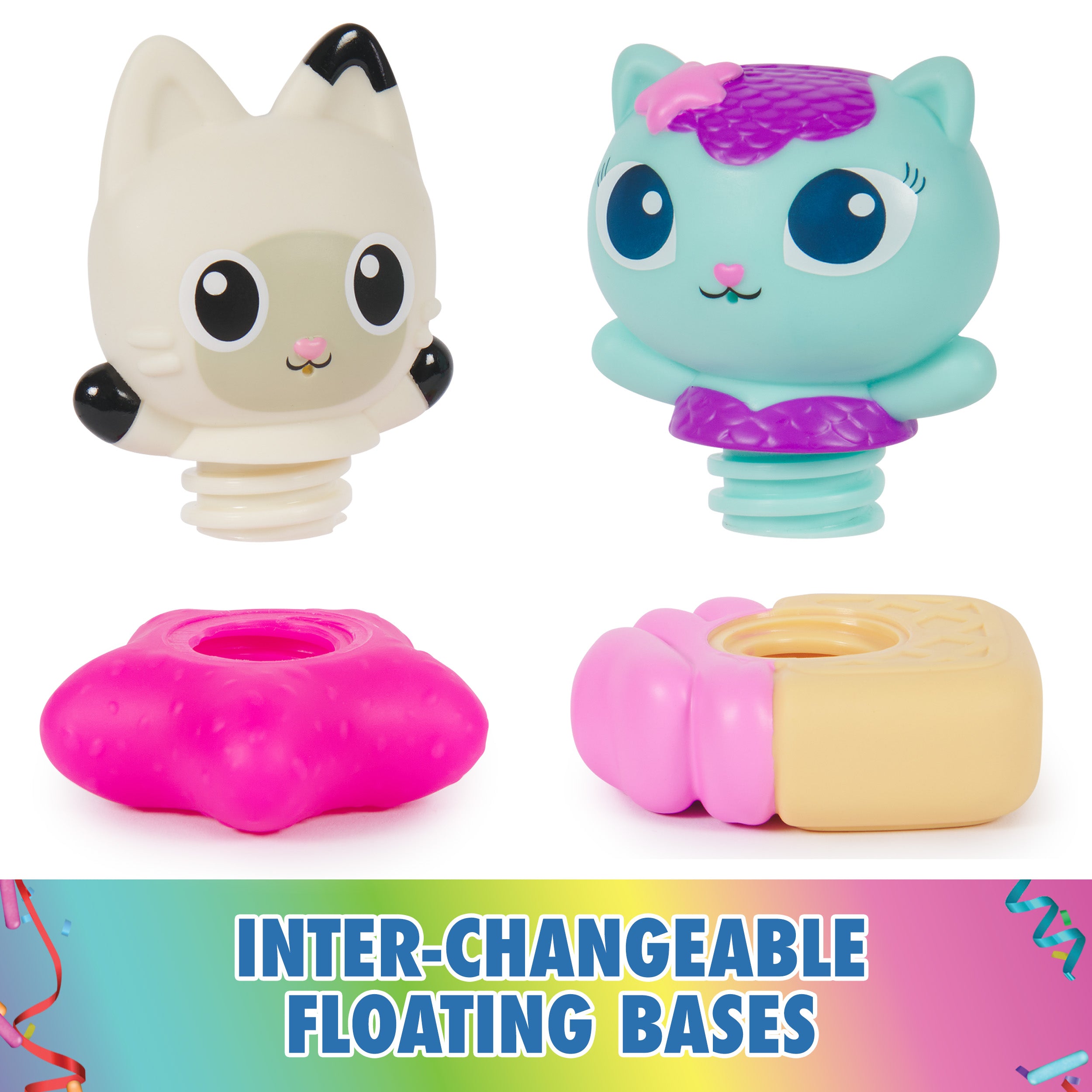 Gabby’s Dollhouse: Gabby Cat Bath Squirters, Mercat & Pandy Paws Floating Toddler Bath Toys for Girls & Boys Ages 3 and up