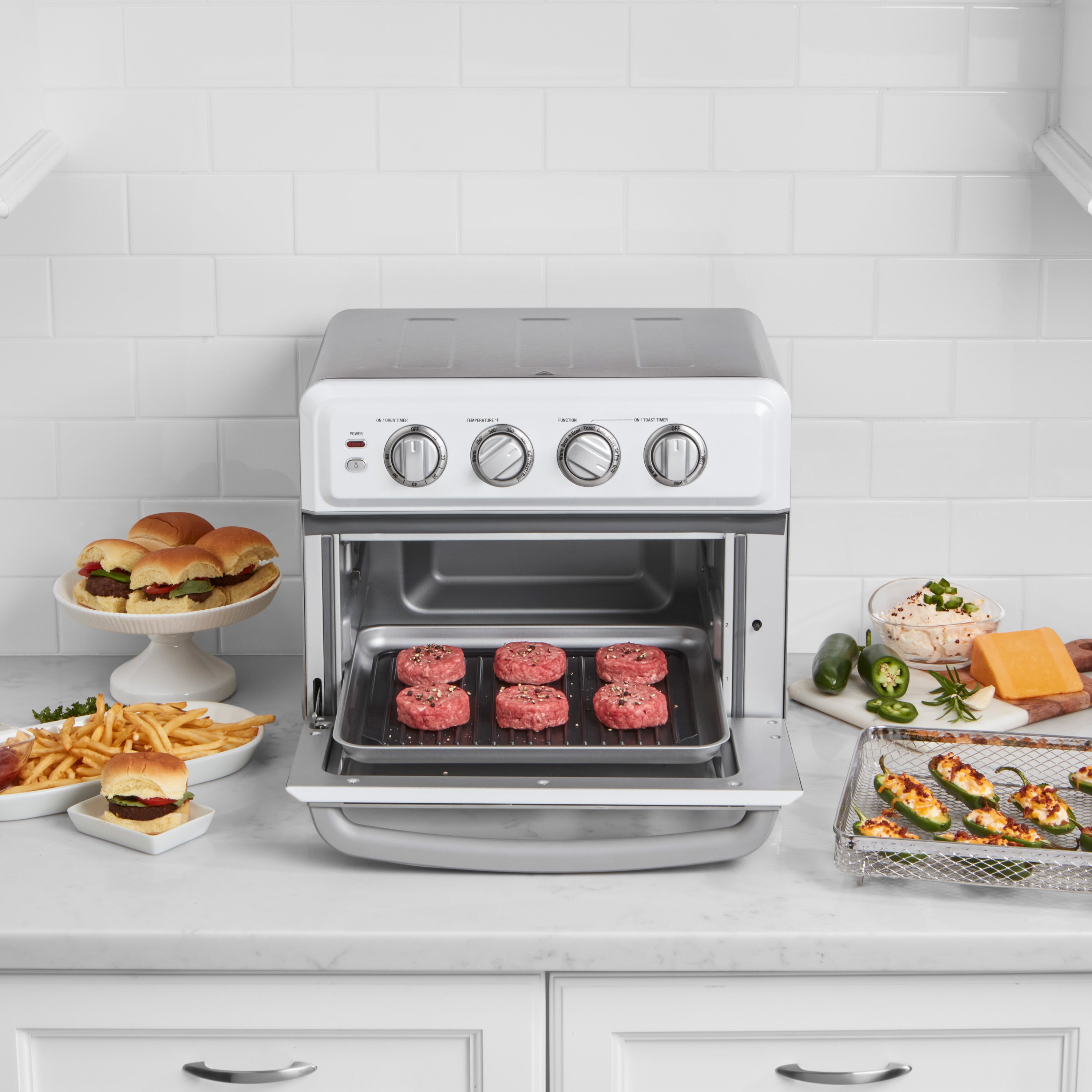Air Fryer Toaster Oven with Grill - White
