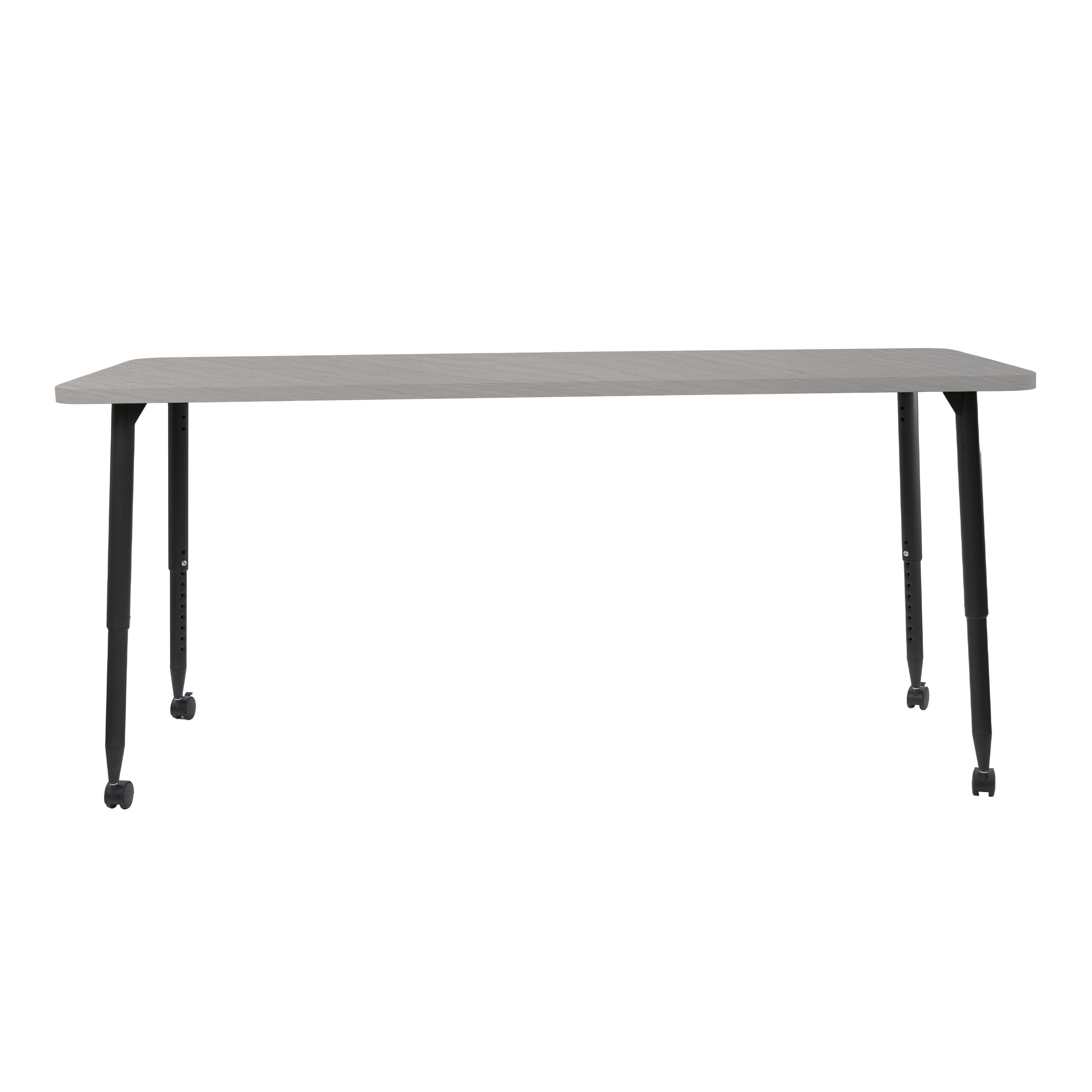 Adapte 30" x 72" Rectangle Woodgrain Activity Table with Adjustable Tapered Legs - Light Gray Wood/Black