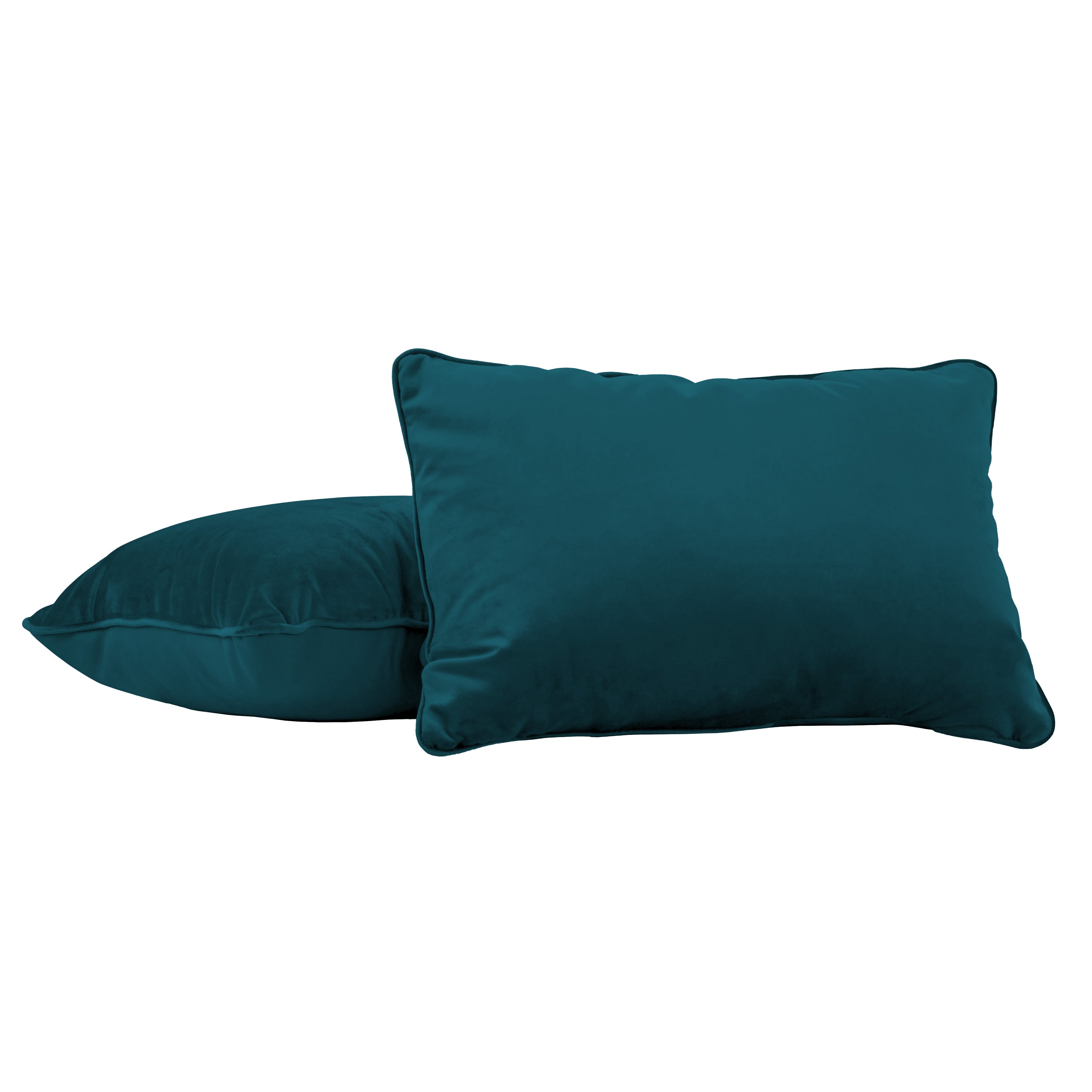 16" x 24" Rectangle Lumbar Microfiber and Faux Leather Pillow with Piping, 2-Piece - Peacock