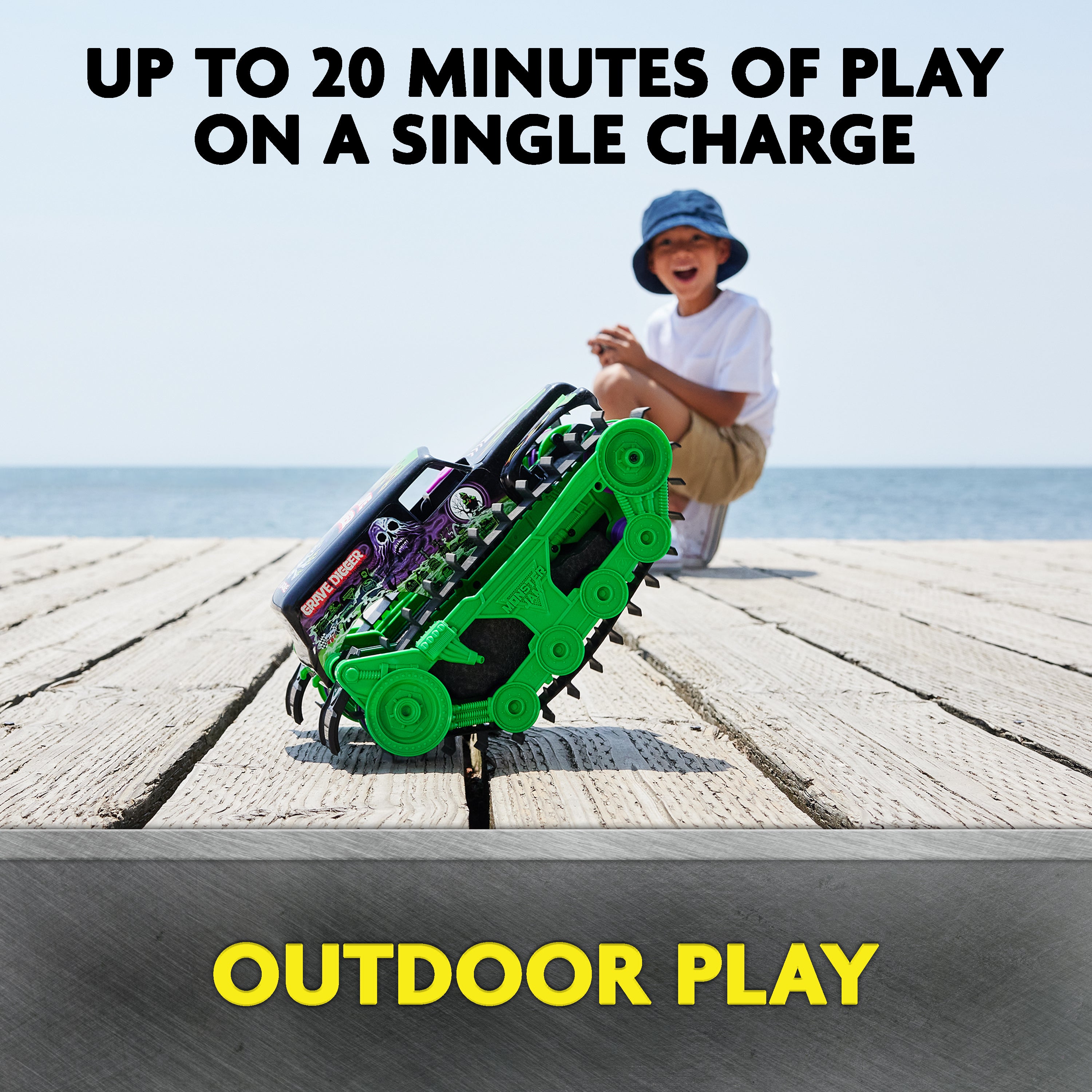 Monster Jam, Official Grave Digger Trax All-Terrain Remote Control Outdoor Vehicle,  1:15 Scale, Kids Toys for Boys and Girls Ages 4 and Up