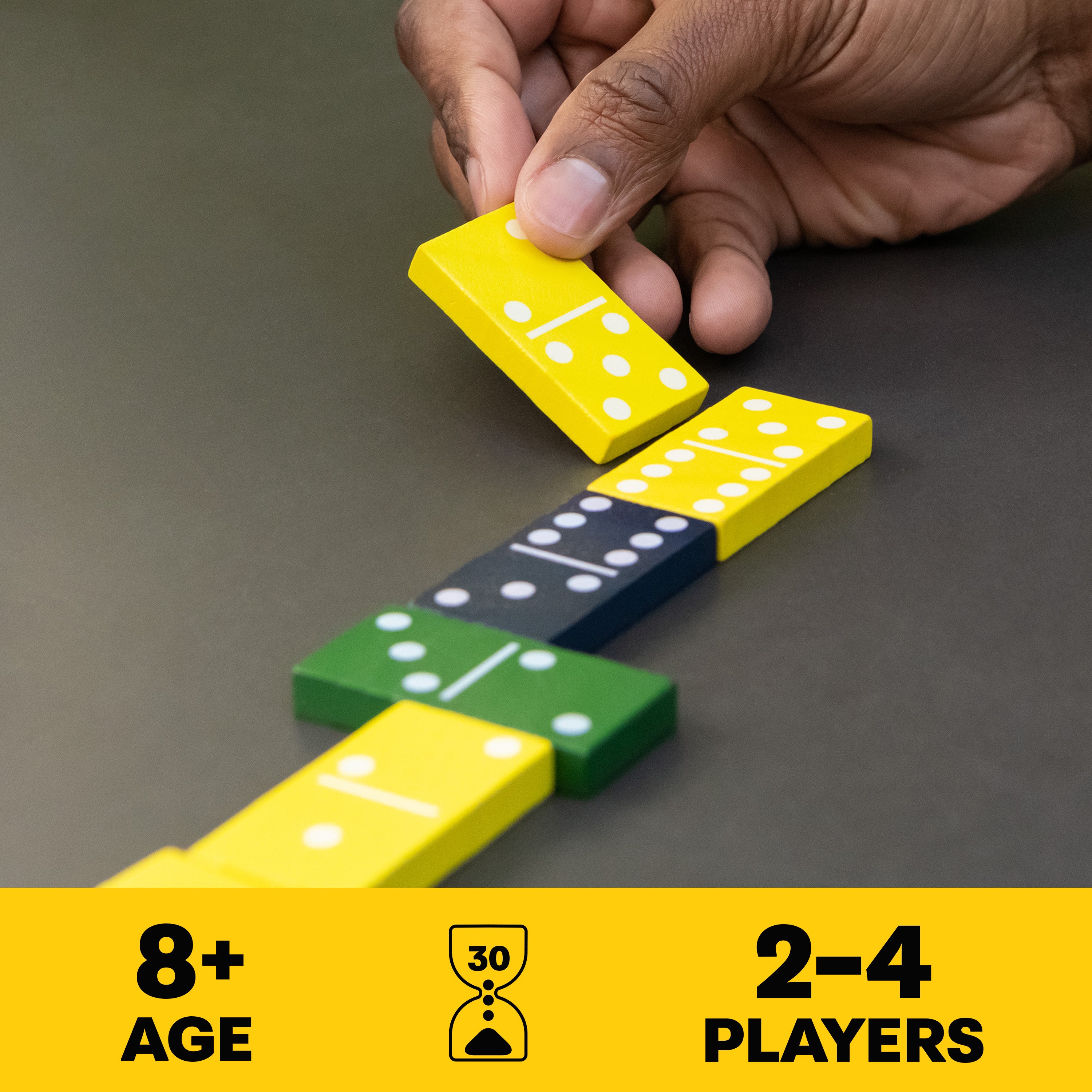Mindful Classics, Double-Six Wood Dominoes Set Sustainable Classic Games with Wood Storage Case, for Adults and Kids Ages 8 and up