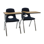 18" Stack Chair with Tablet Arm - Black/Oak/Black