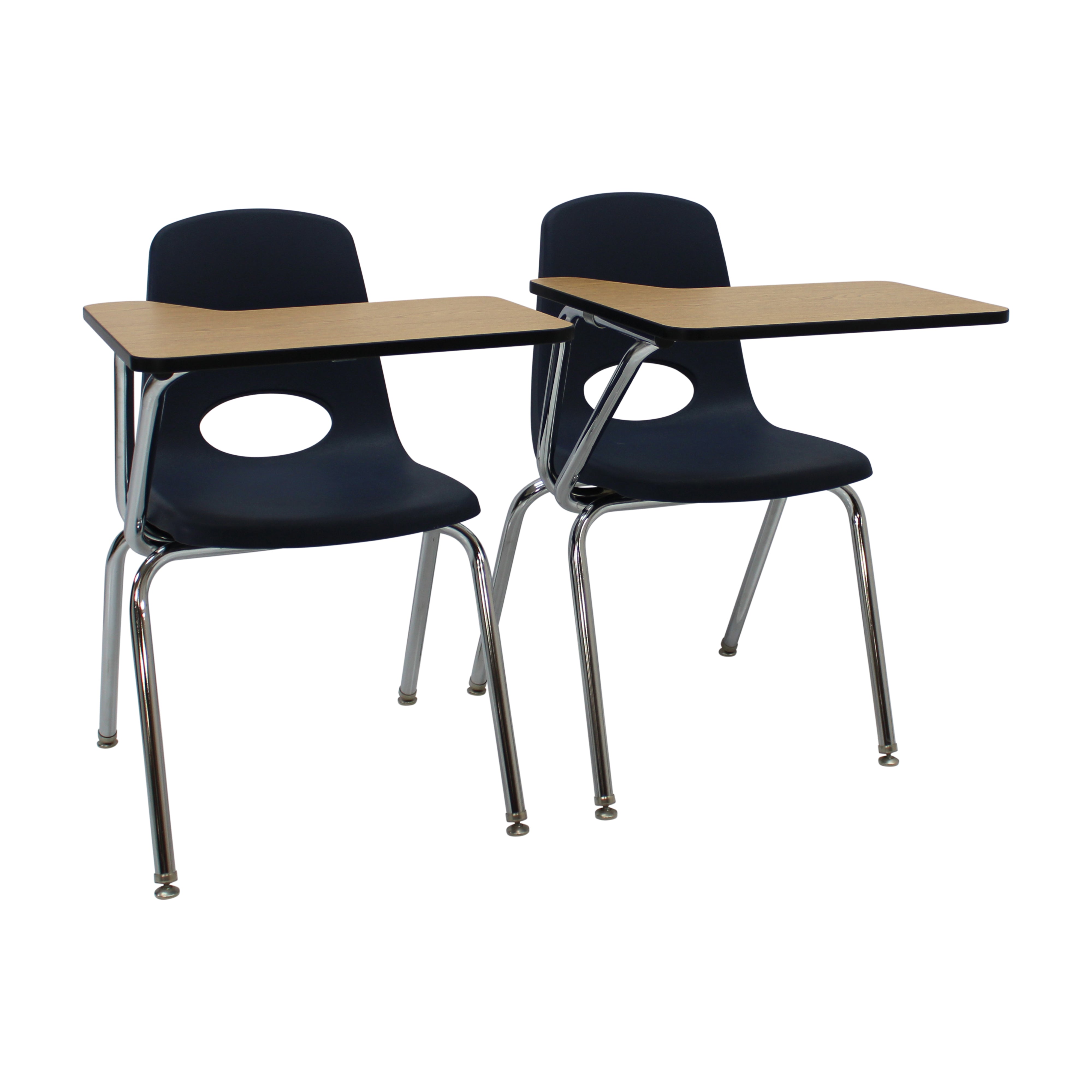 18" Stack Chair with Tablet Arm - Black/Oak/Black
