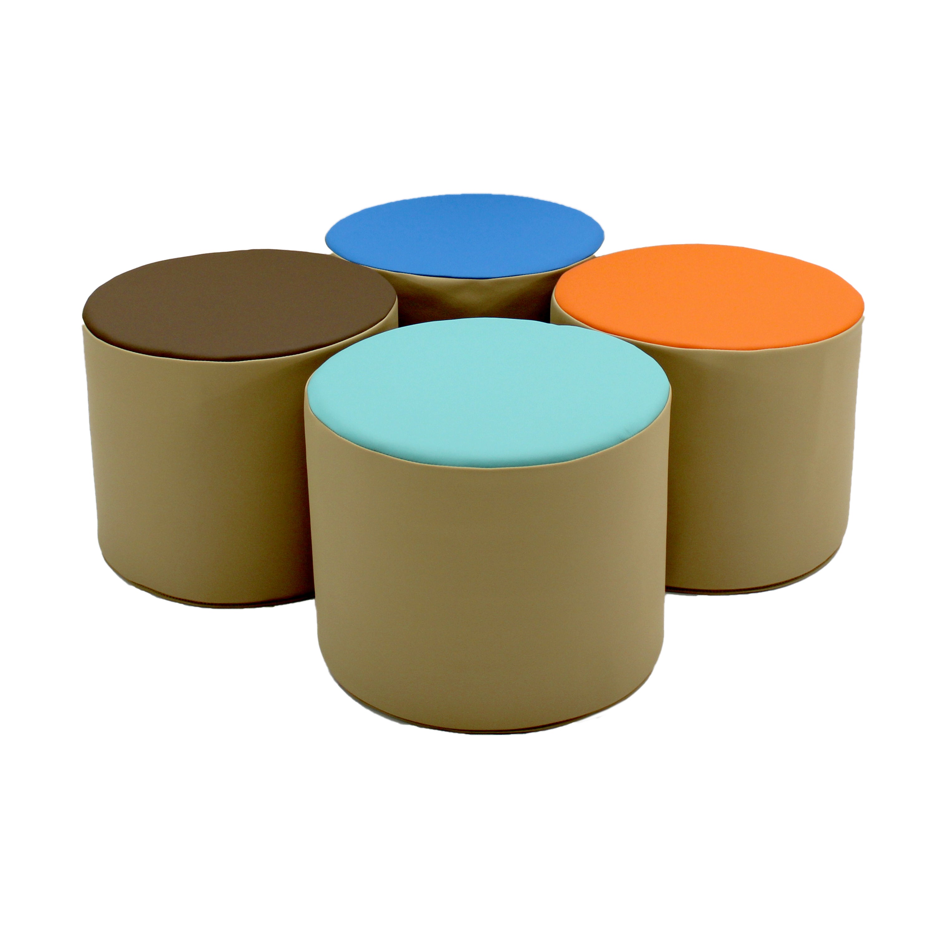 SoftScape 15" Round Accent Ottomans, 4-Piece - Sand