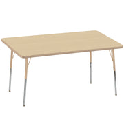 36" x 60" Rectangle T-Molding Activity Table with Adjustable Standard Swivel Glide Legs - Maple/Sand