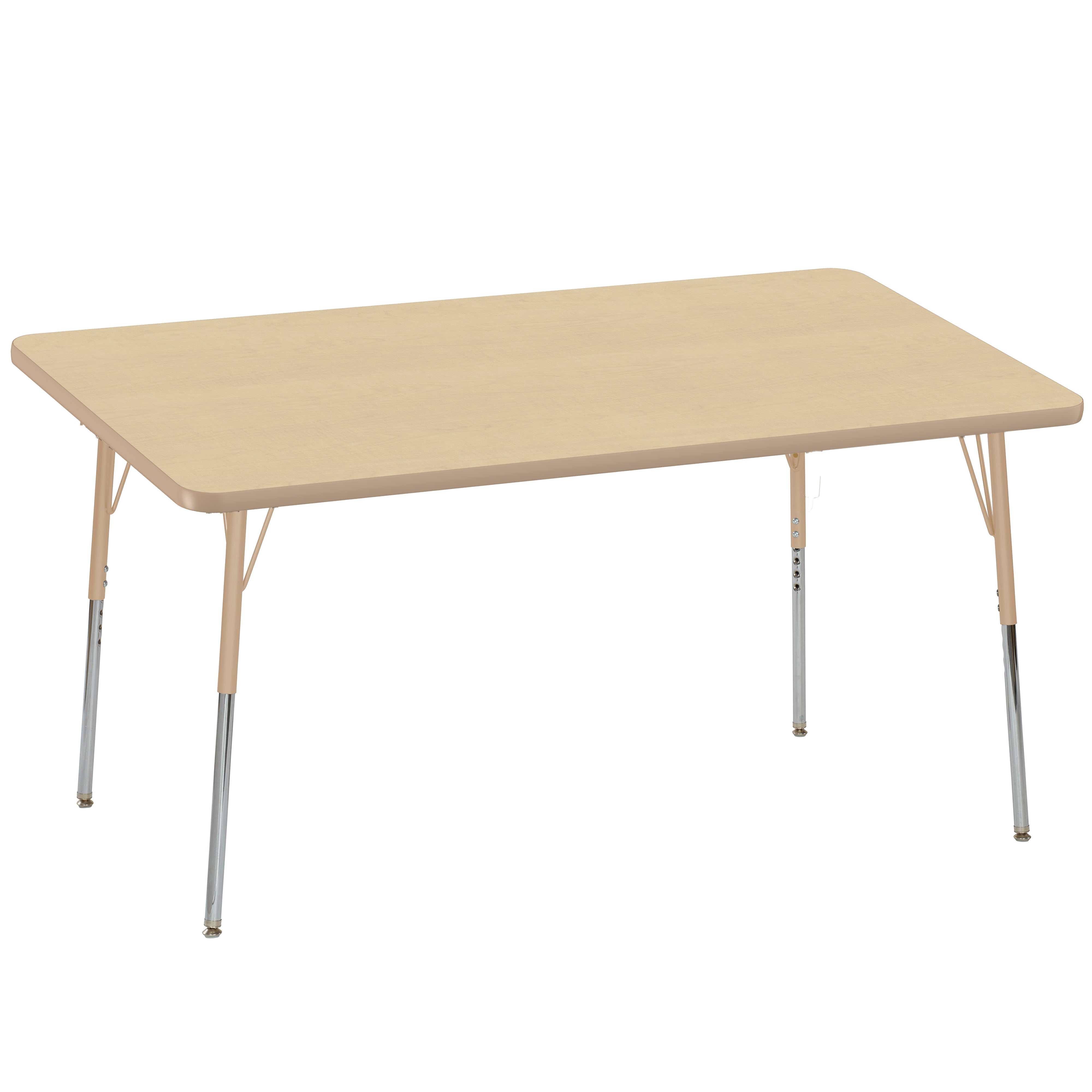 36" x 60" Rectangle T-Molding Activity Table with Adjustable Standard Swivel Glide Legs - Maple/Sand
