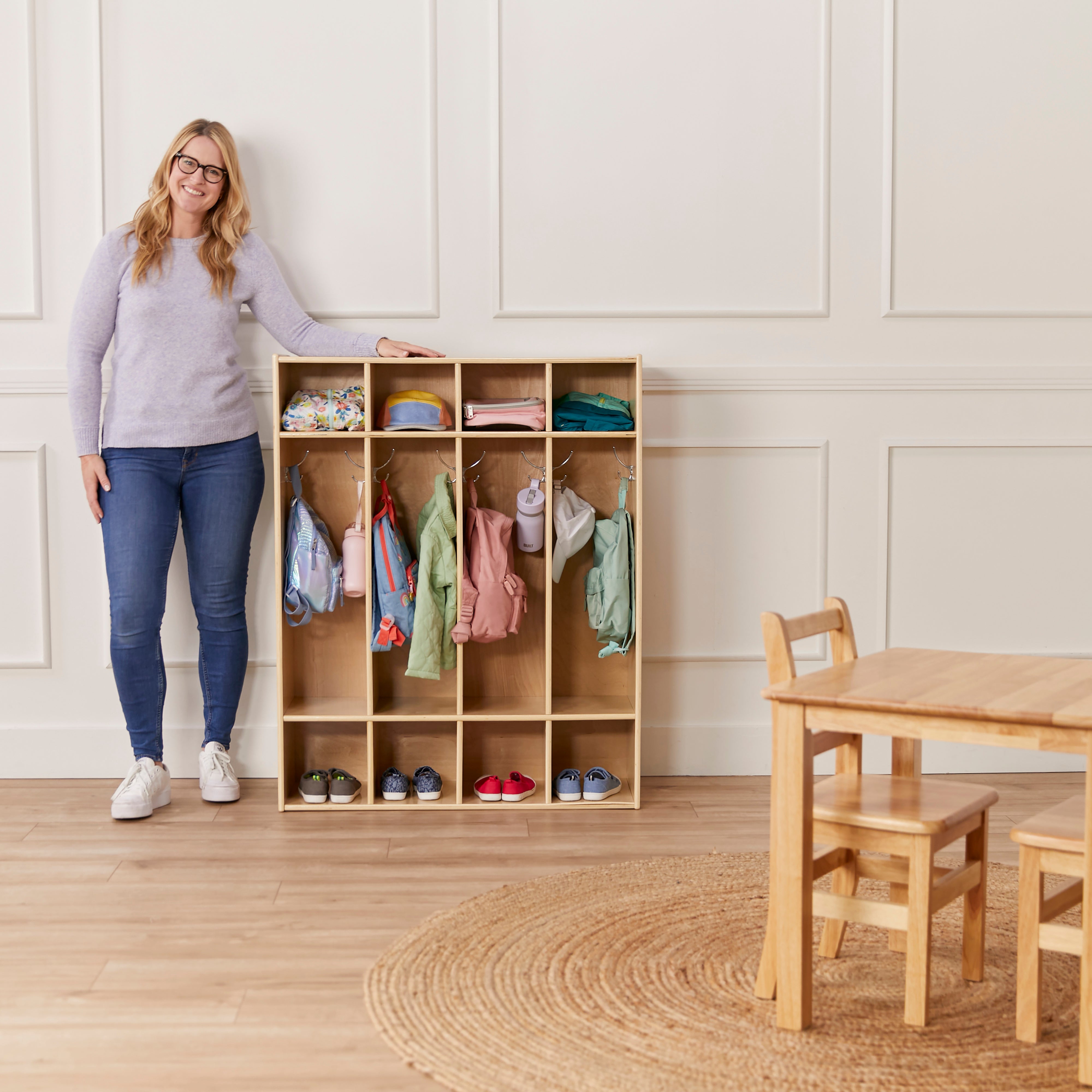 Streamline 4-Section Coat Locker - Natural