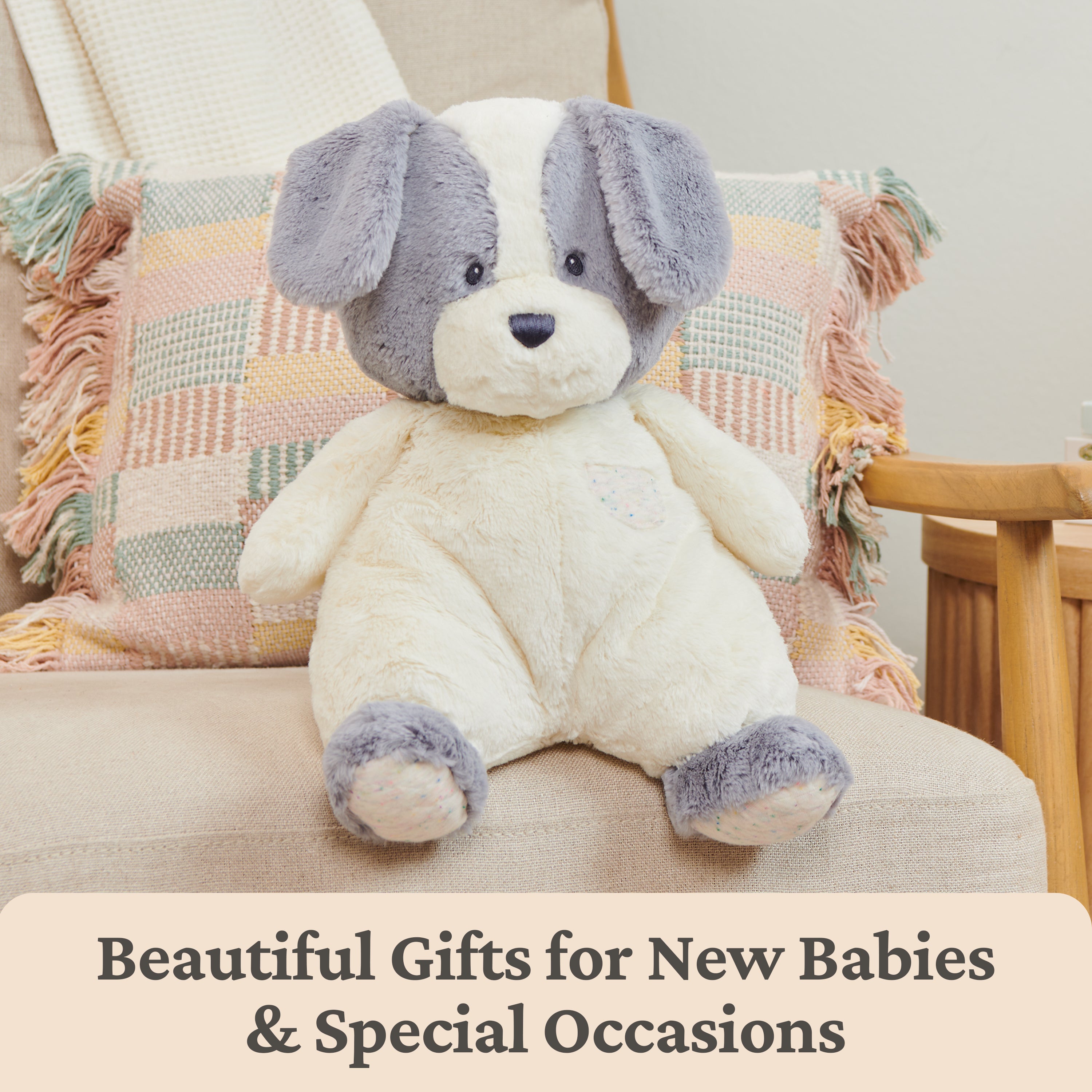 Baby GUND Oh So Snuggly Puppy, Large Stuffed Animal Dog for Babies and Infants, Grey/White, 12.5”