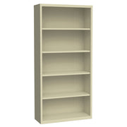 OfficeSource Steel Bookcase HIRSCH 5 Shelf Metal Bookcase, 72" High - Putty