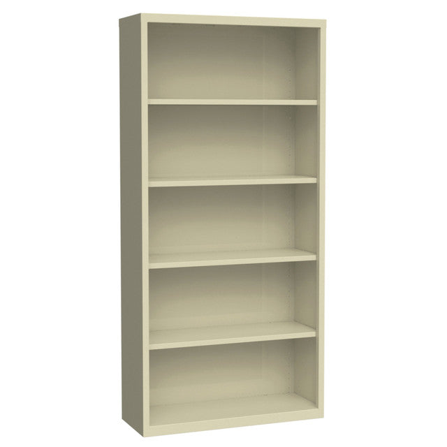 OfficeSource Steel Bookcase HIRSCH 5 Shelf Metal Bookcase, 72" High - Putty