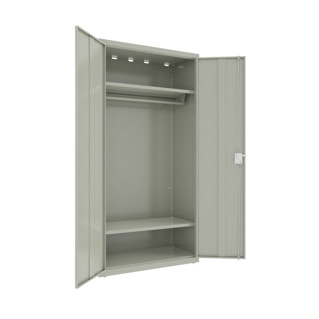 OfficeSource Steel Storage Cabinet Full Wardrobe - Light Gray