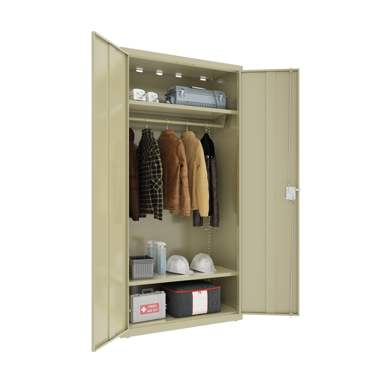 OfficeSource Steel Storage Cabinet Full Wardrobe - Putty