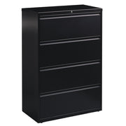 OfficeSource Steel Lateral File 4 Drawer Lateral File Cabinet, 30" Wide - Black