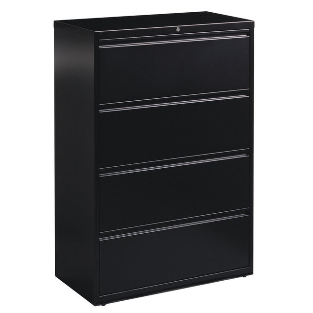 OfficeSource Steel Lateral File 4 Drawer Lateral File Cabinet, 30" Wide - Black