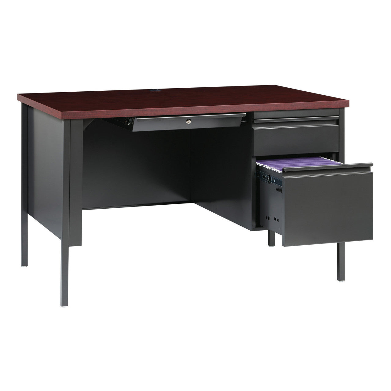 OfficeSource Raleigh 48"W Single Right Pedestal Desk - Charcoal