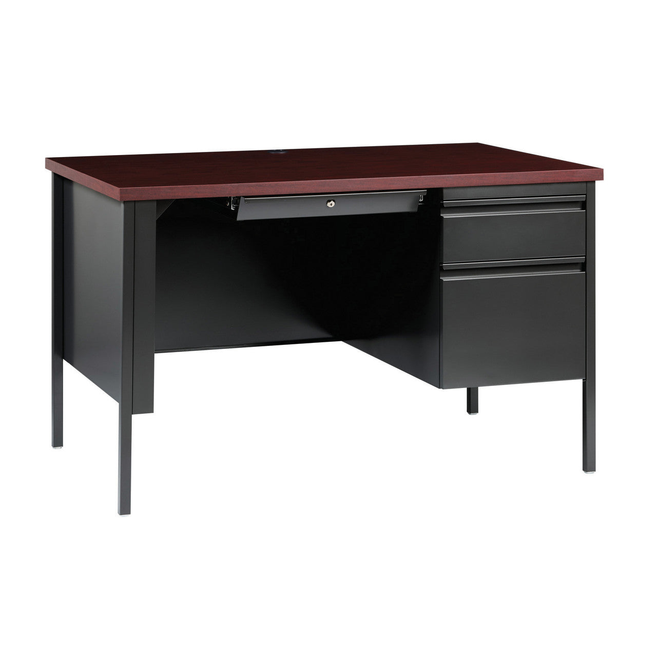 OfficeSource Raleigh 48"W Single Right Pedestal Desk - Charcoal