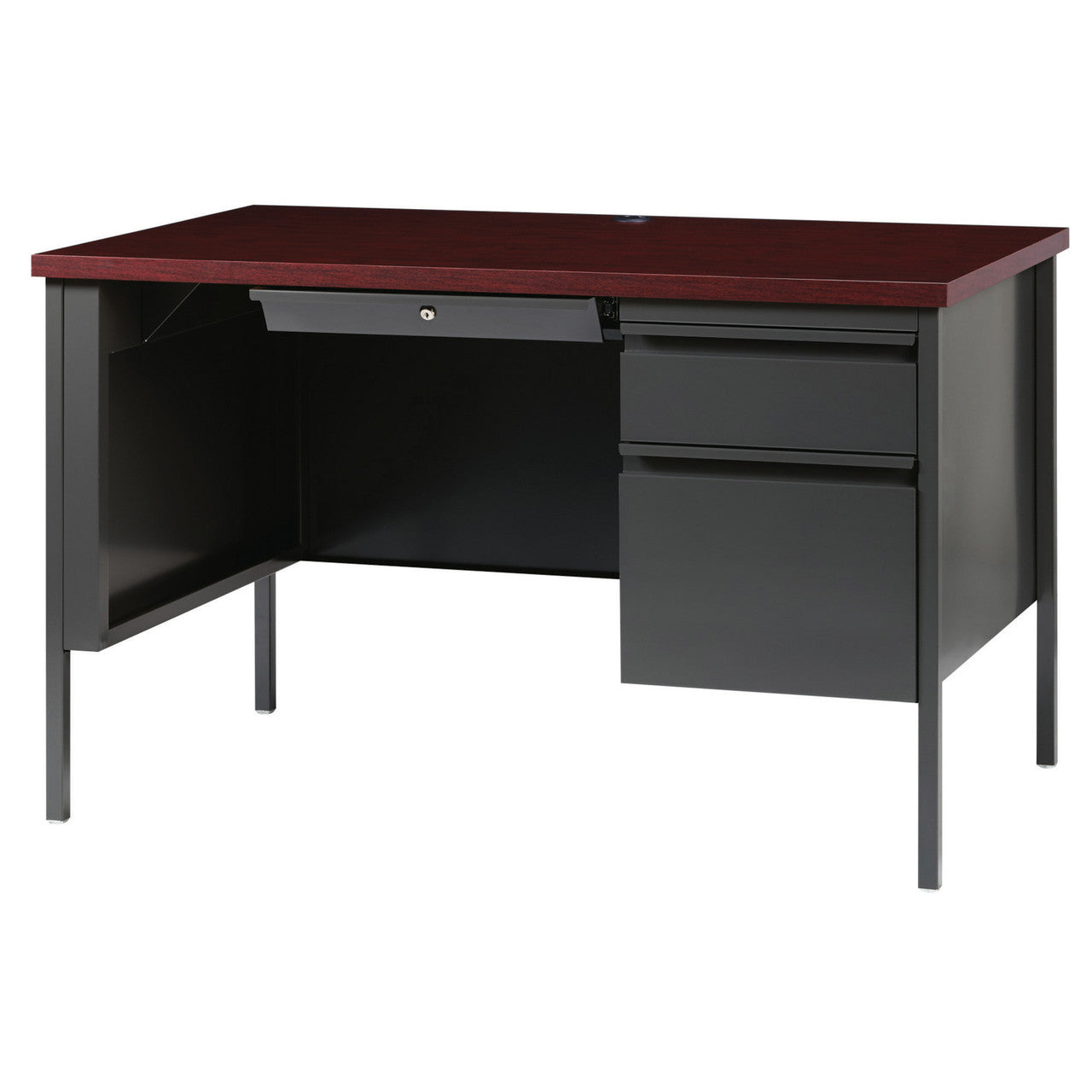 OfficeSource Raleigh 48"W Single Right Pedestal Desk - Charcoal