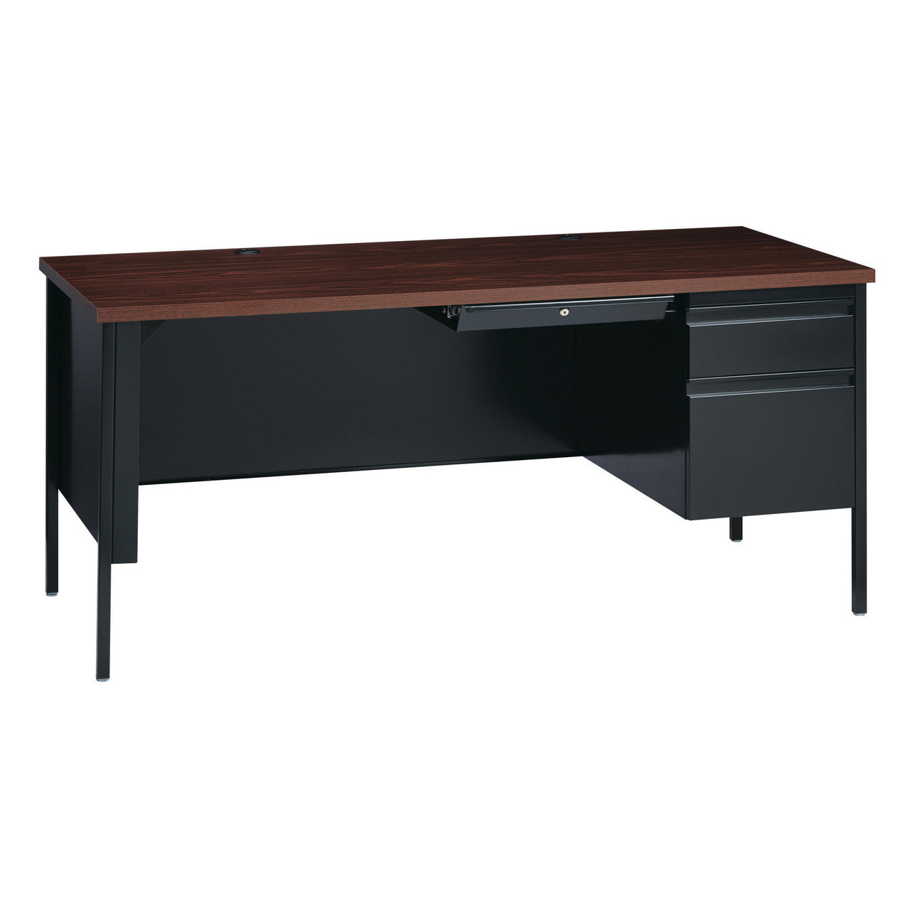 OfficeSource Raleigh 66"W Single Right Pedestal Desk - Black