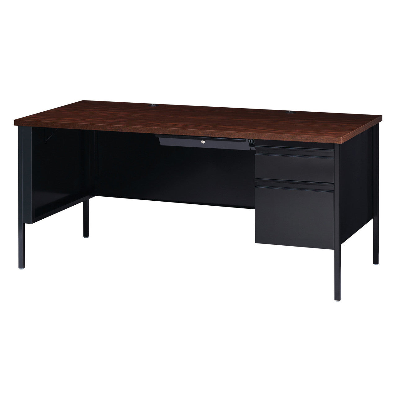 OfficeSource Raleigh 66"W Single Right Pedestal Desk - Black
