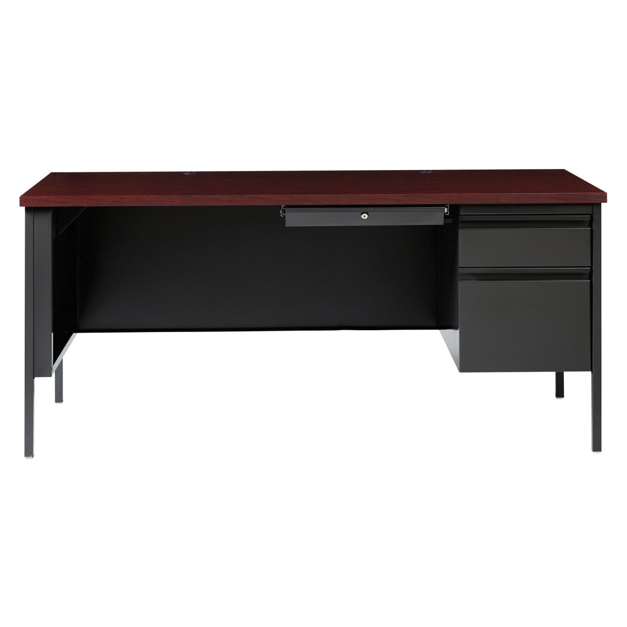OfficeSource Raleigh 66"W Single Right Pedestal Desk - Charcoal