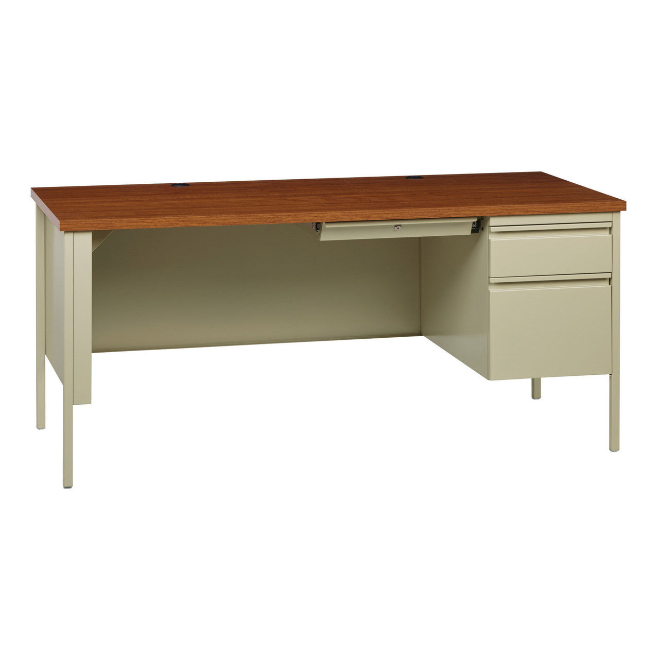 OfficeSource Raleigh 66"W Single Right Pedestal Desk - Putty