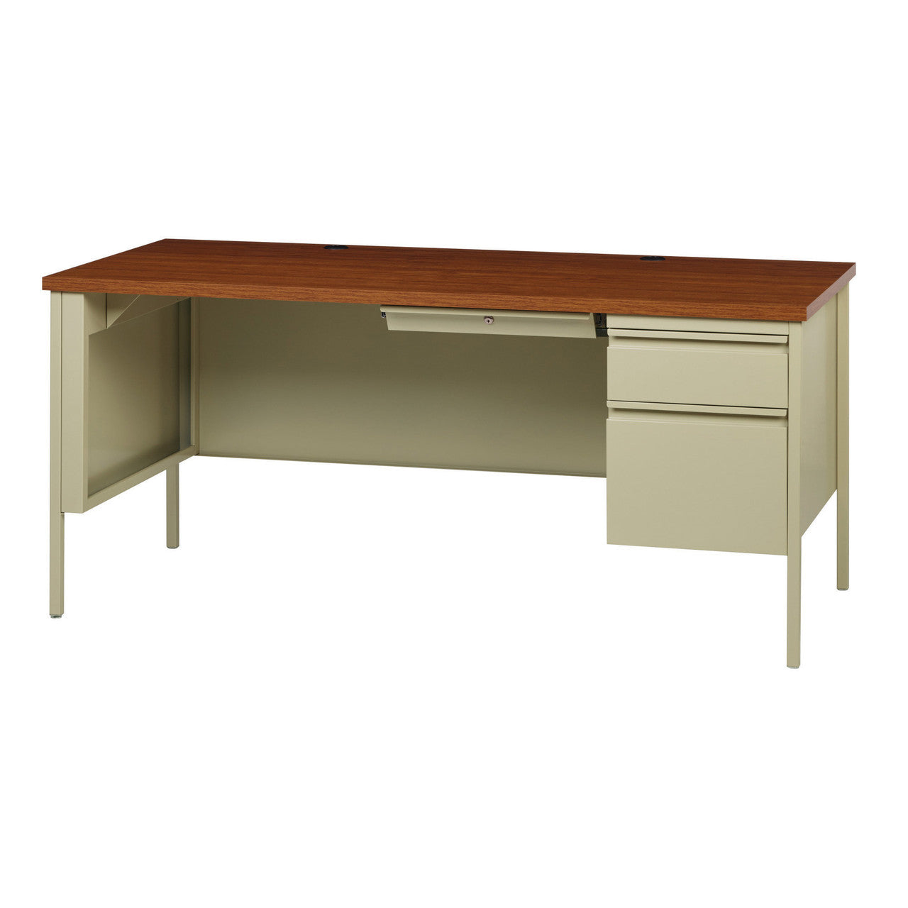 OfficeSource Raleigh 66"W Single Right Pedestal Desk - Putty