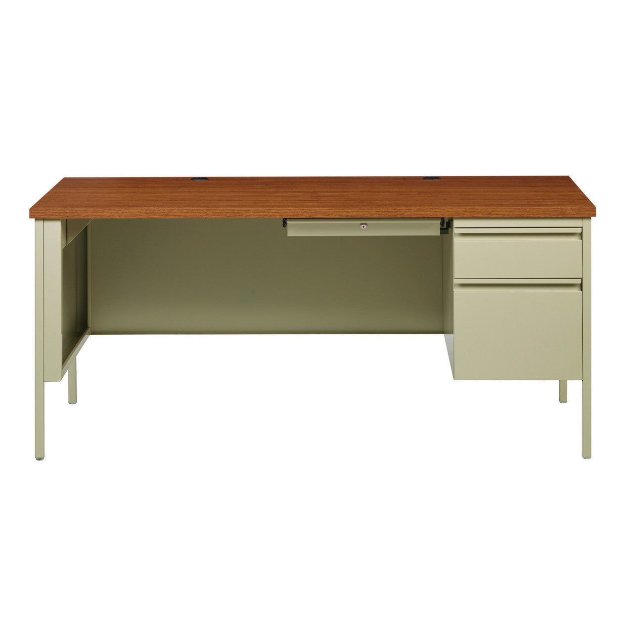 OfficeSource Raleigh 66"W Single Right Pedestal Desk - Putty