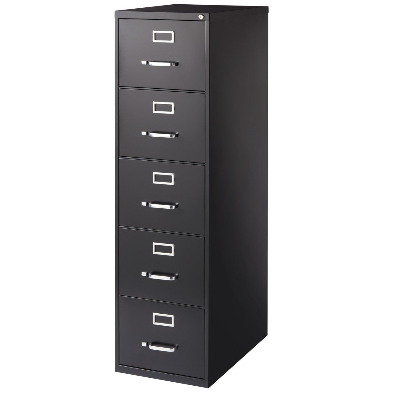 OfficeSource Steel Vertical File Collection 5 Drawer Vertical File Cabinet, 26.5" Deep, Letter - Black