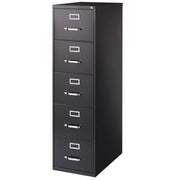 OfficeSource Steel Vertical File Collection 5 Drawer Vertical File Cabinet, 26.5" Deep, Letter - Black
