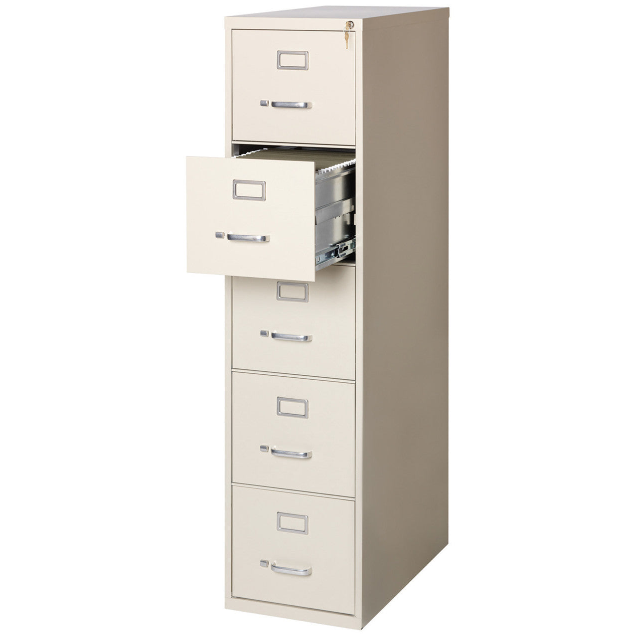 OfficeSource Steel Vertical File Collection 5 Drawer Vertical File Cabinet, 26.5" Deep, Letter - Putty
