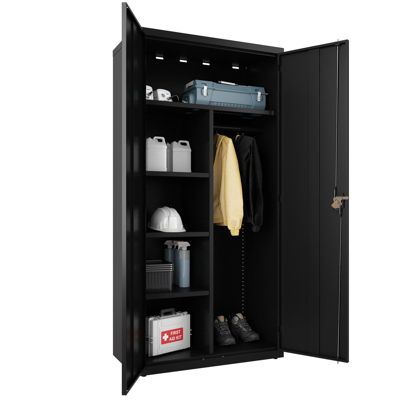 OfficeSource Steel Storage Cabinet Collection Combo Wardrobe - Black