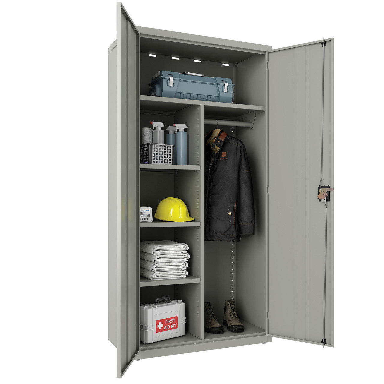 OfficeSource Steel Storage Cabinet Collection Combo Wardrobe - Light Gray