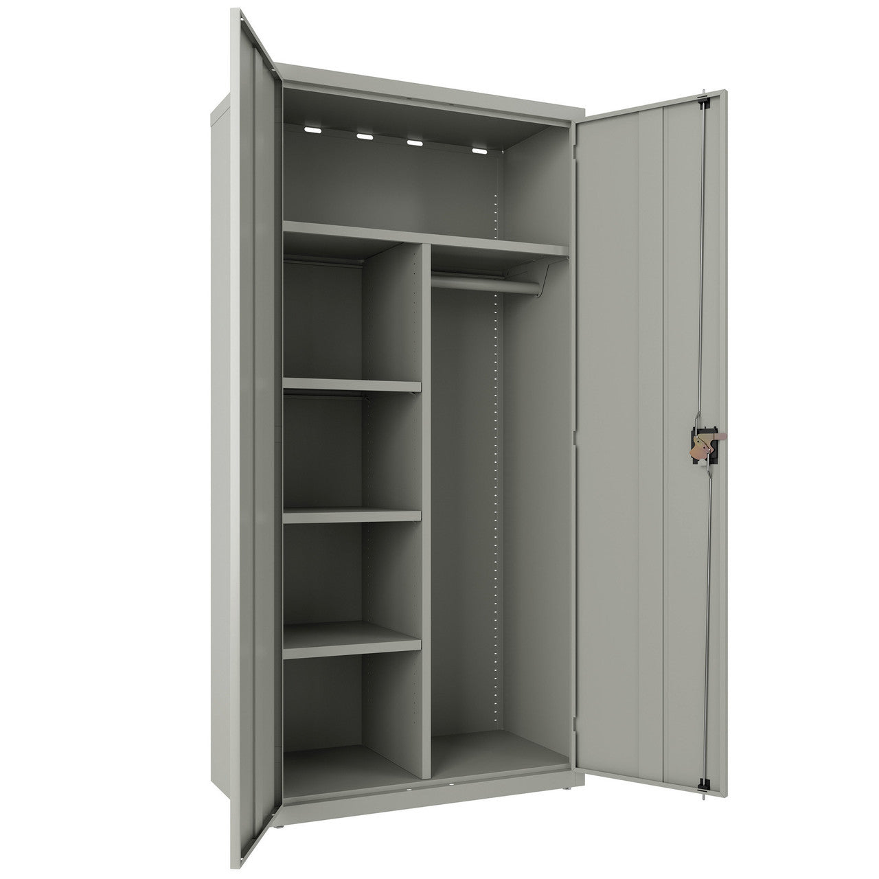 OfficeSource Steel Storage Cabinet Collection Combo Wardrobe - Light Gray